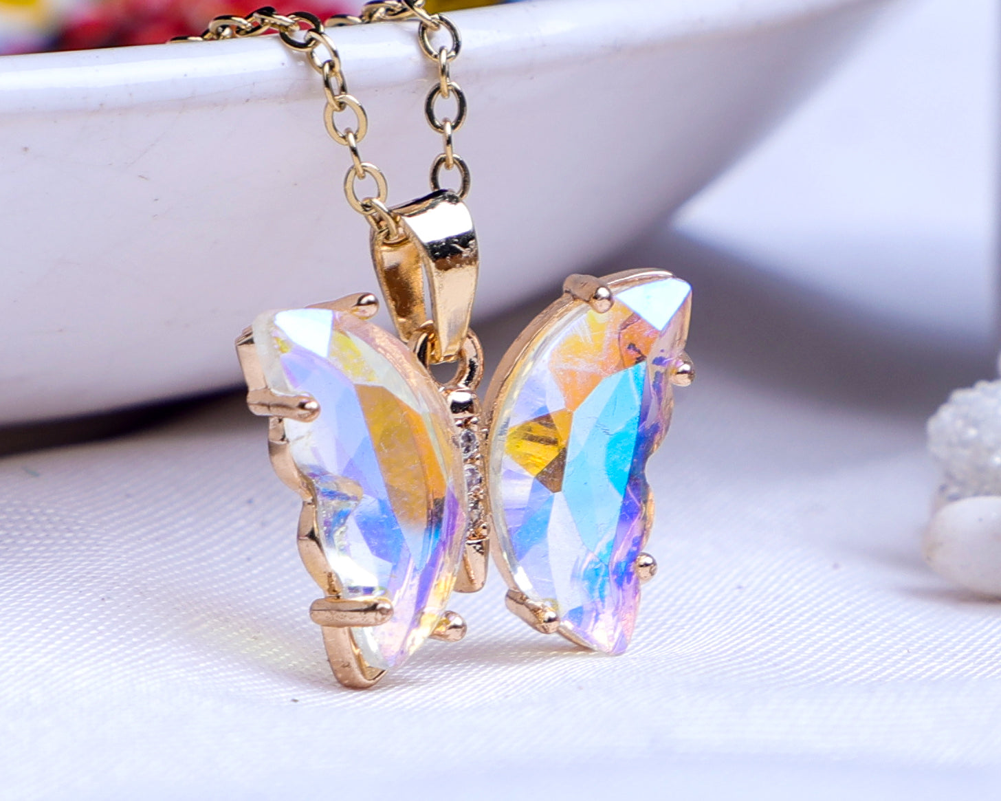 Crystal Butterfly Anti-Tarnish Necklace