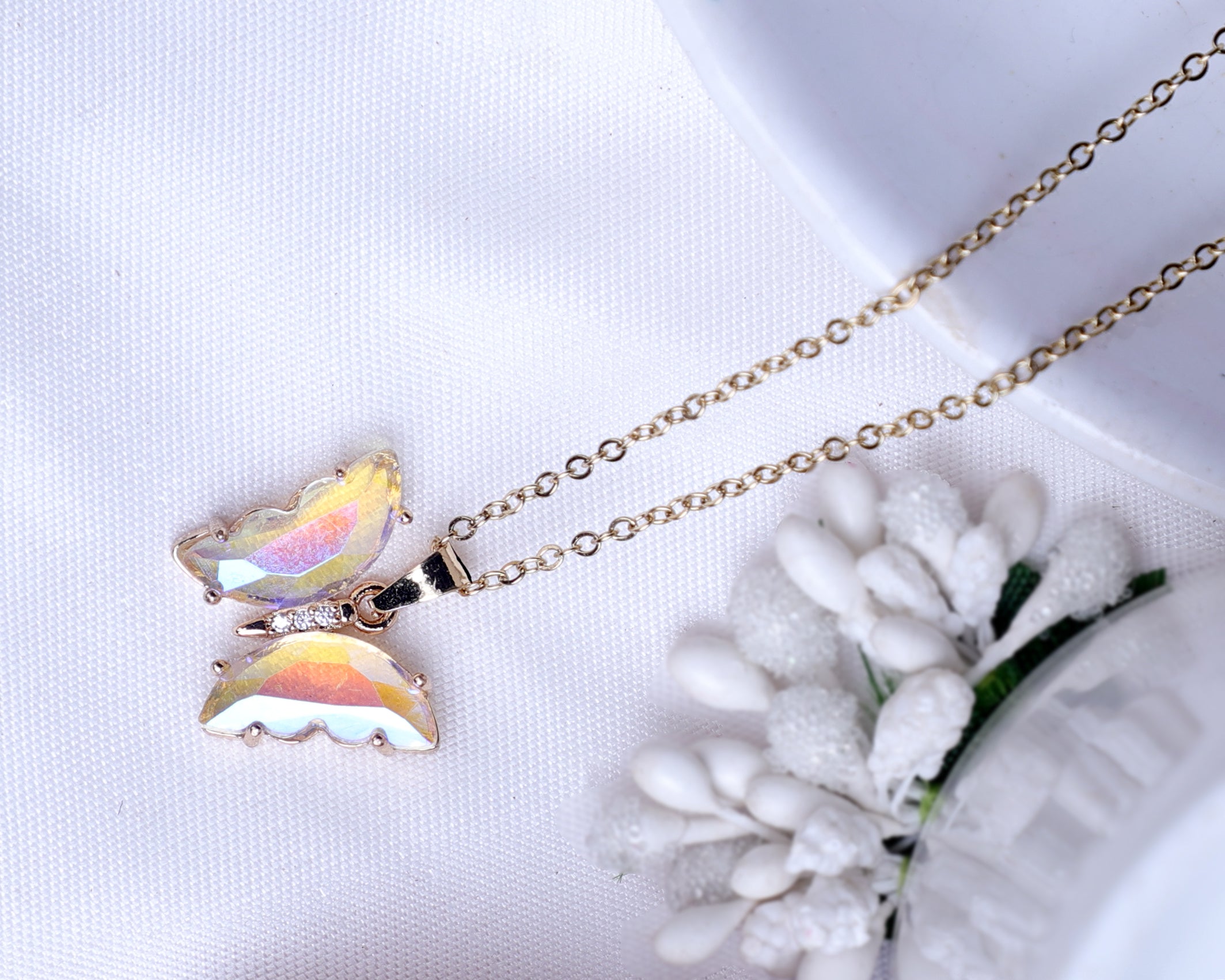 Crystal Butterfly Anti-Tarnish Necklace