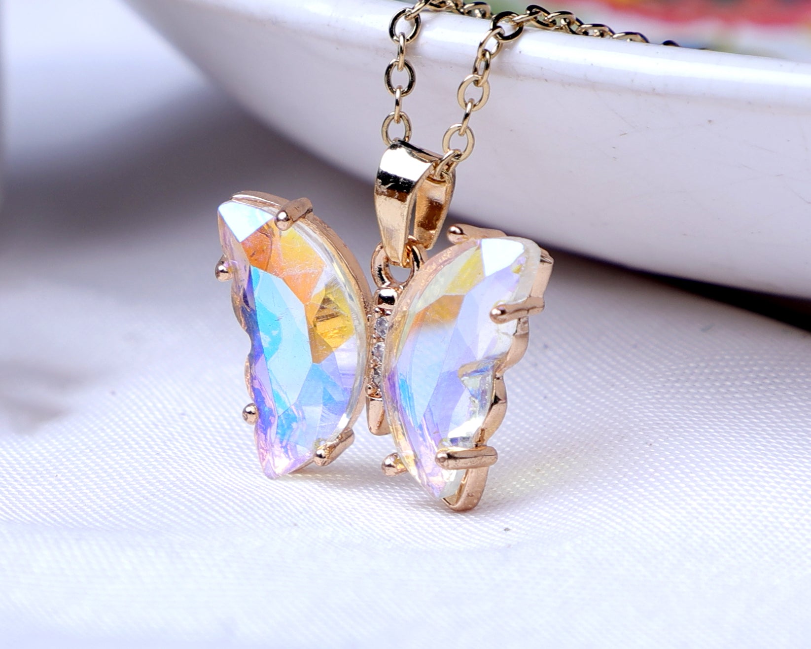 Crystal Butterfly Anti-Tarnish Necklace