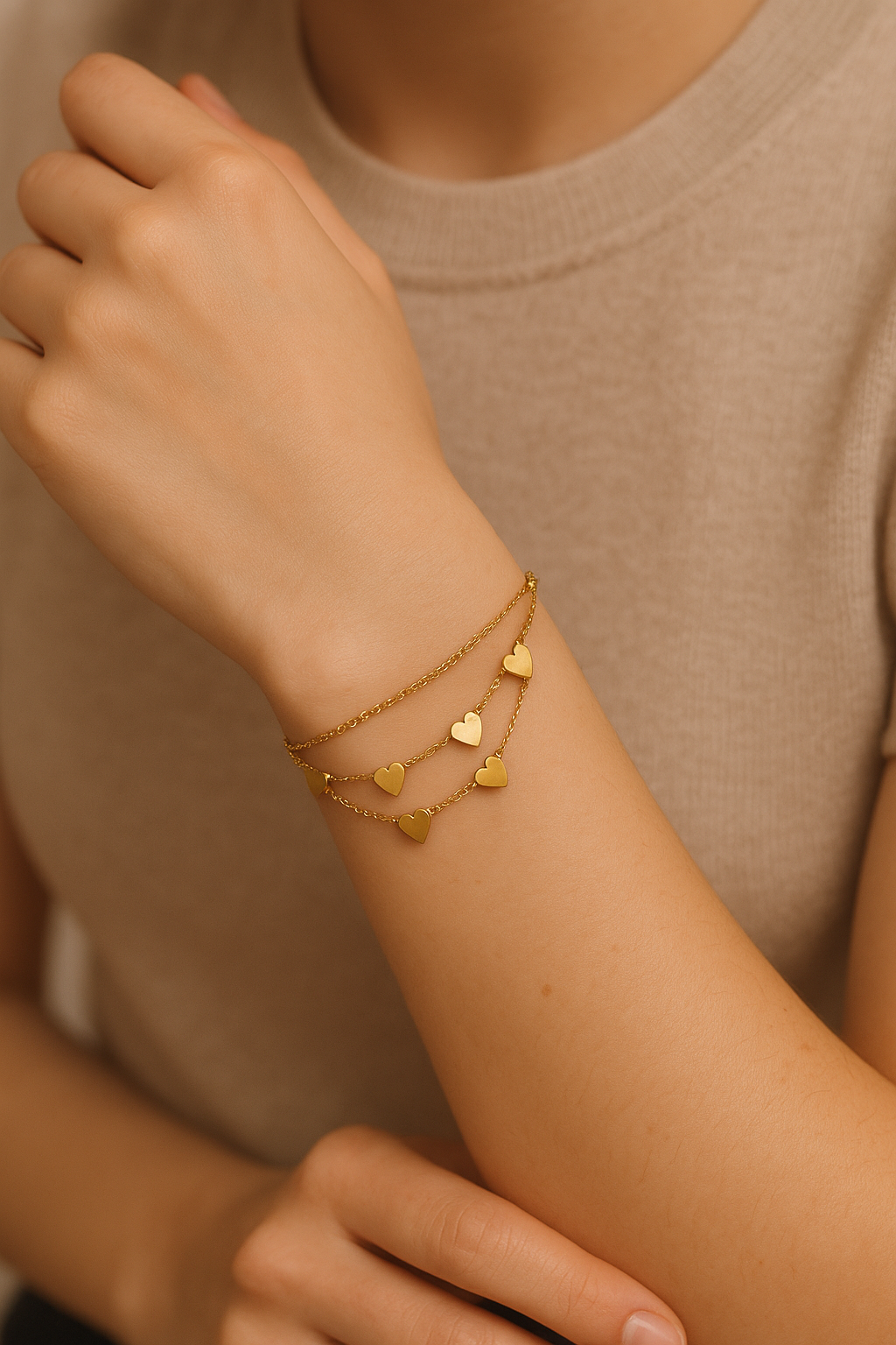 Anti-Tarnish Heart Bracelet