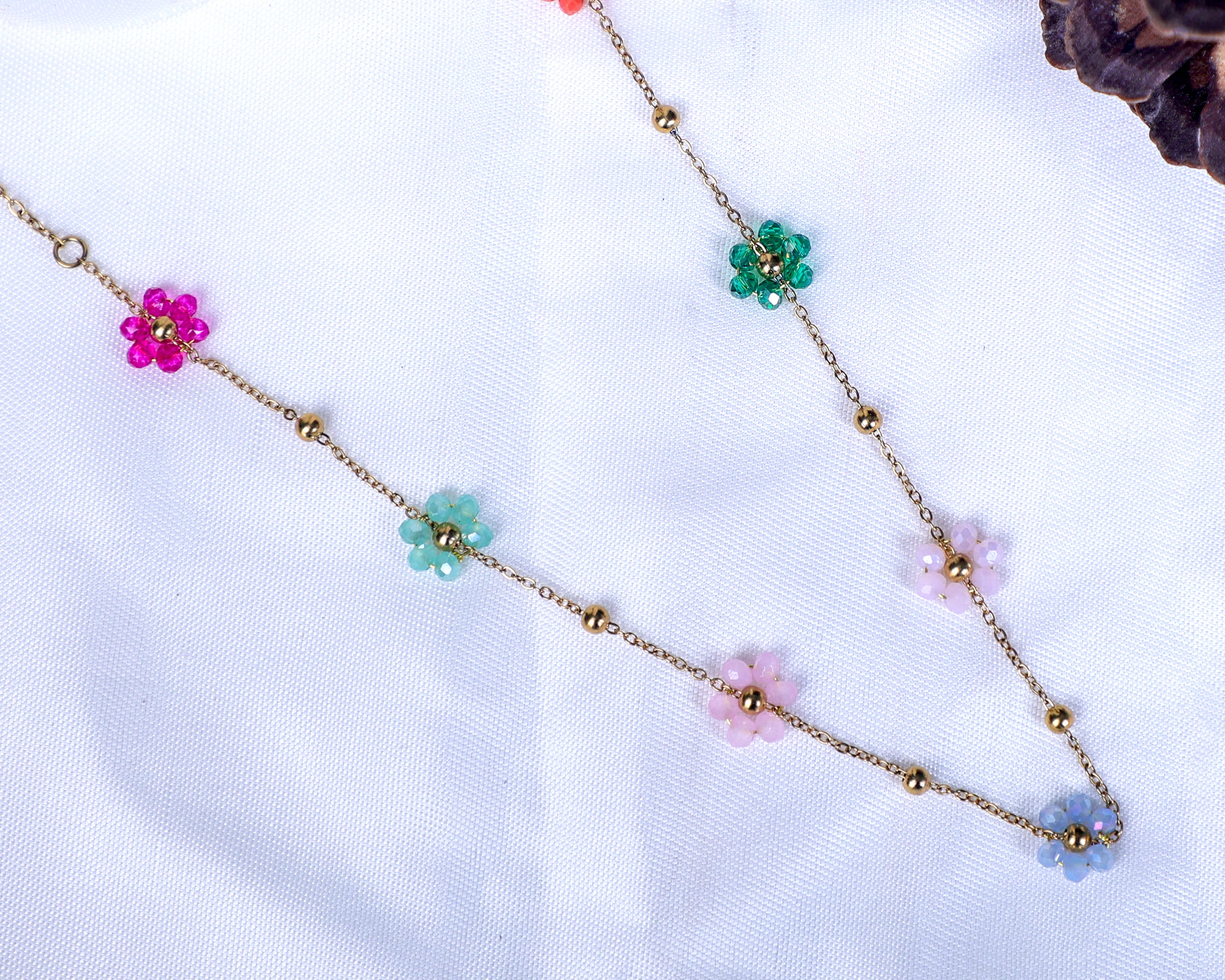 Multi-Colour Flower Anti-Tarnish Necklace