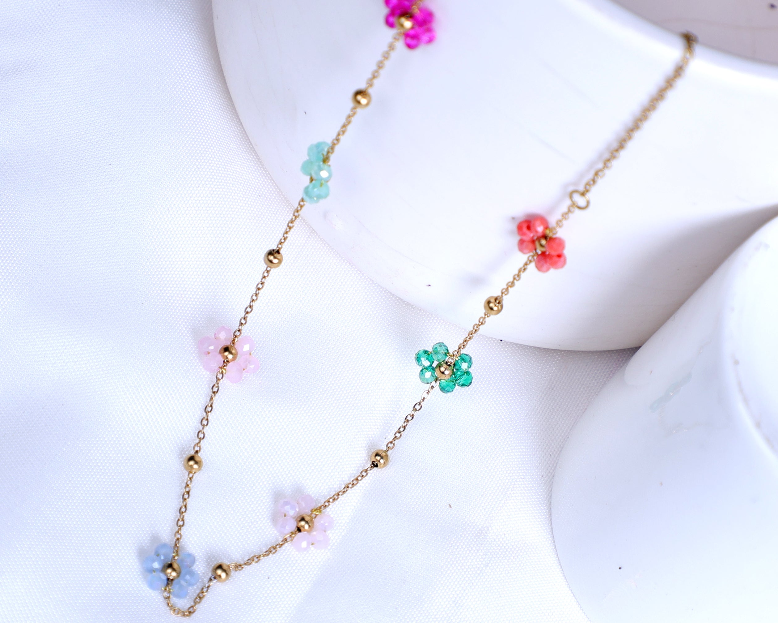 Multi-Colour Flower Anti-Tarnish Necklace