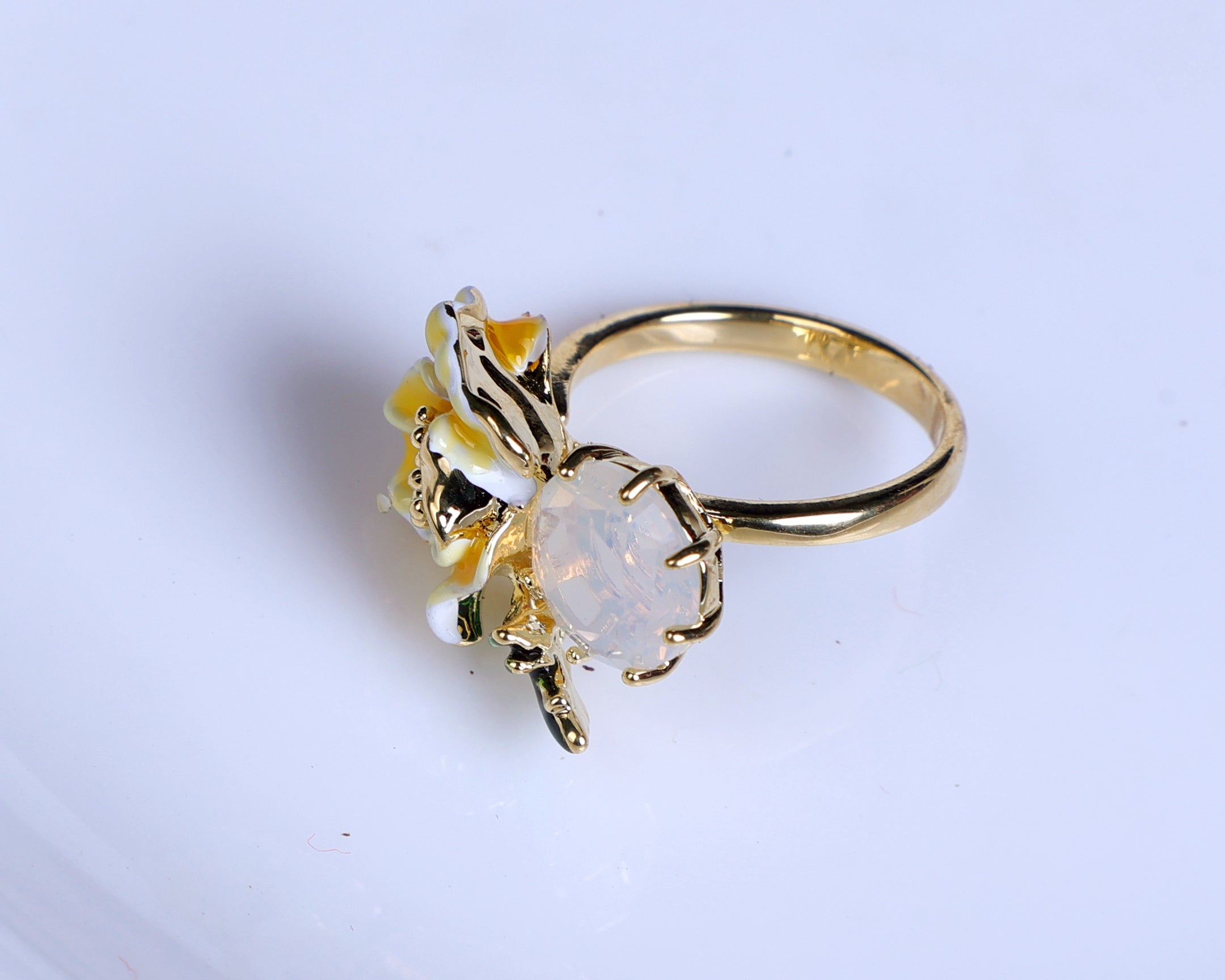 Yellow Floral Finger Adjustable Ring