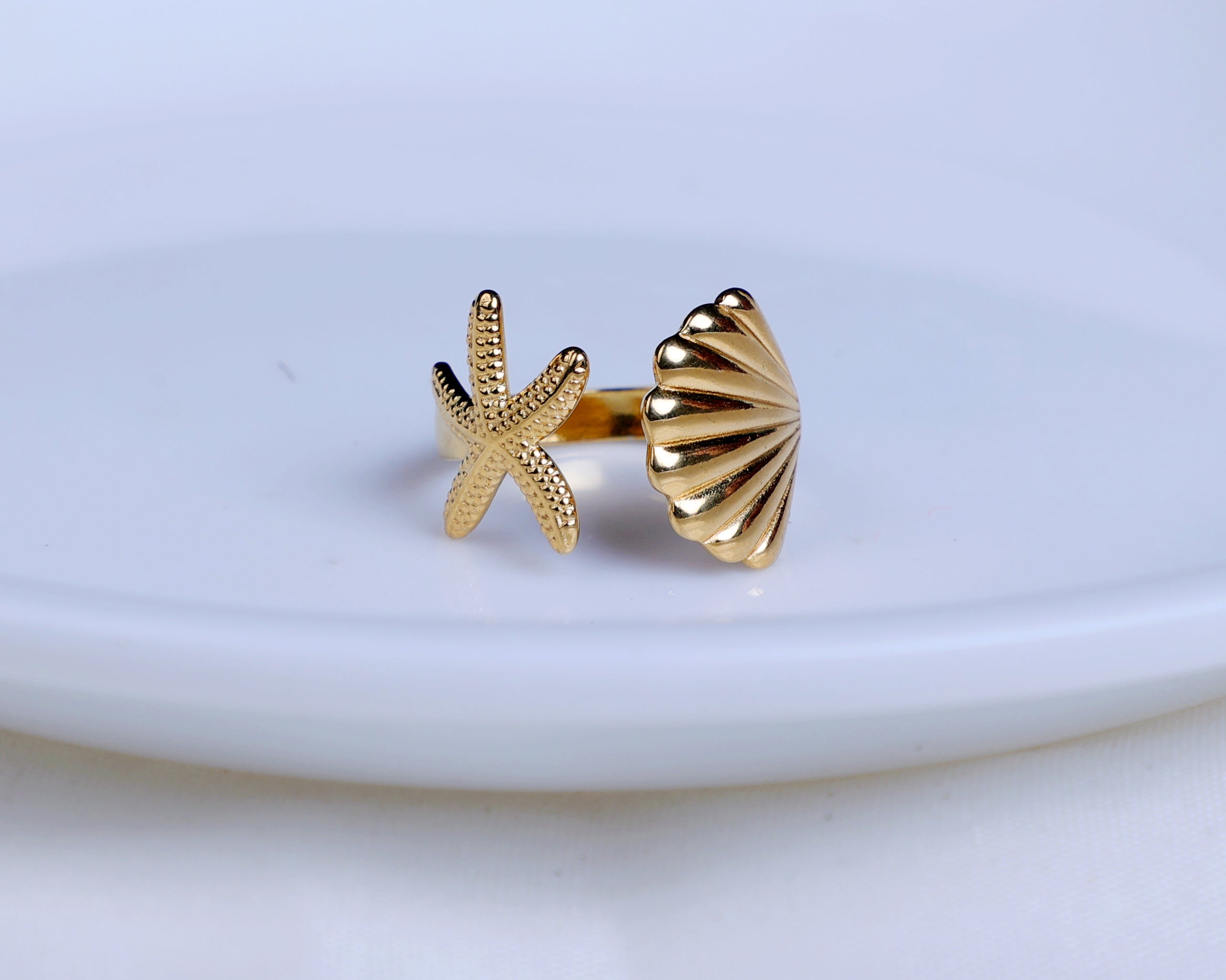 Starfish SeaShell Open Ring
