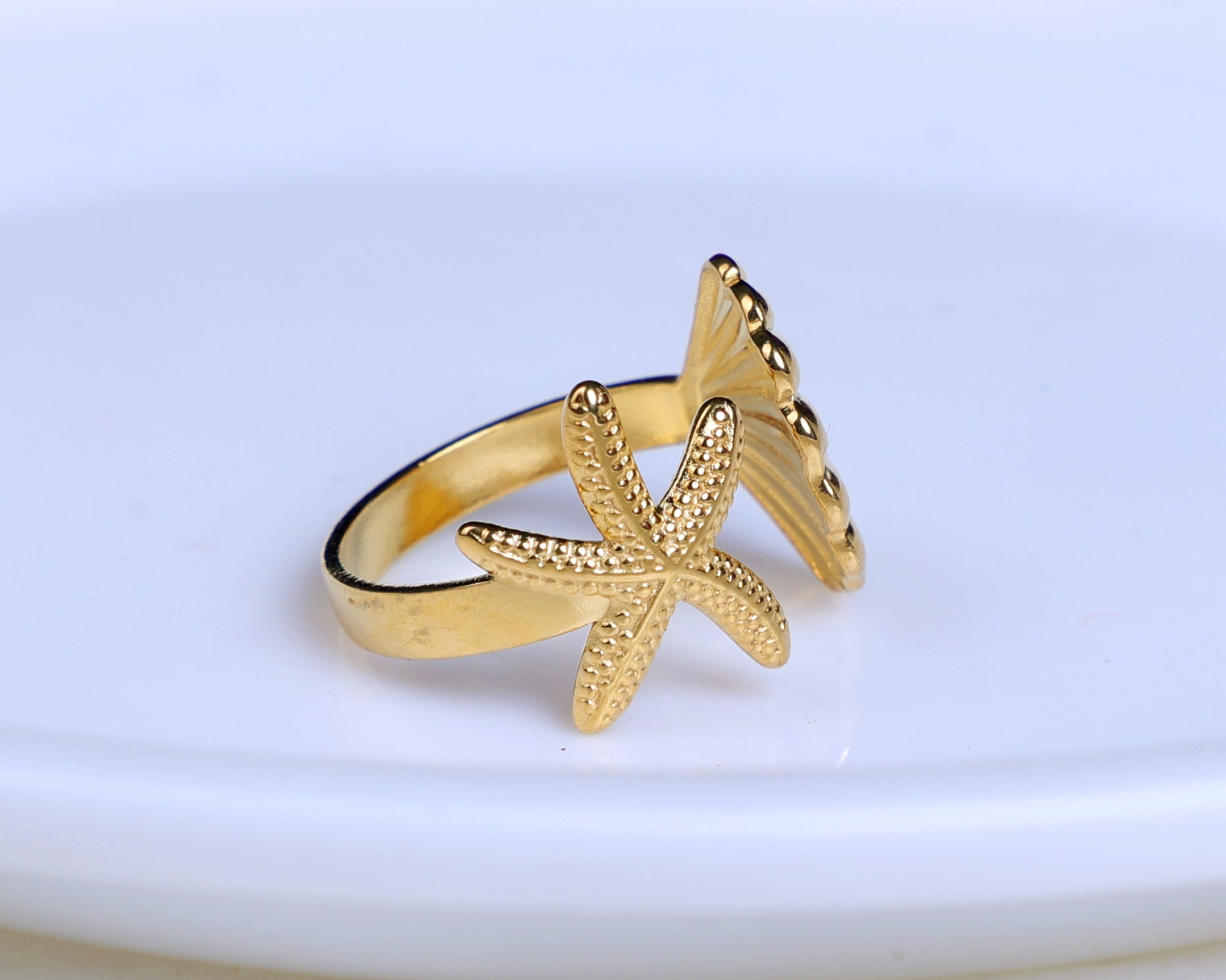 Starfish SeaShell Open Ring