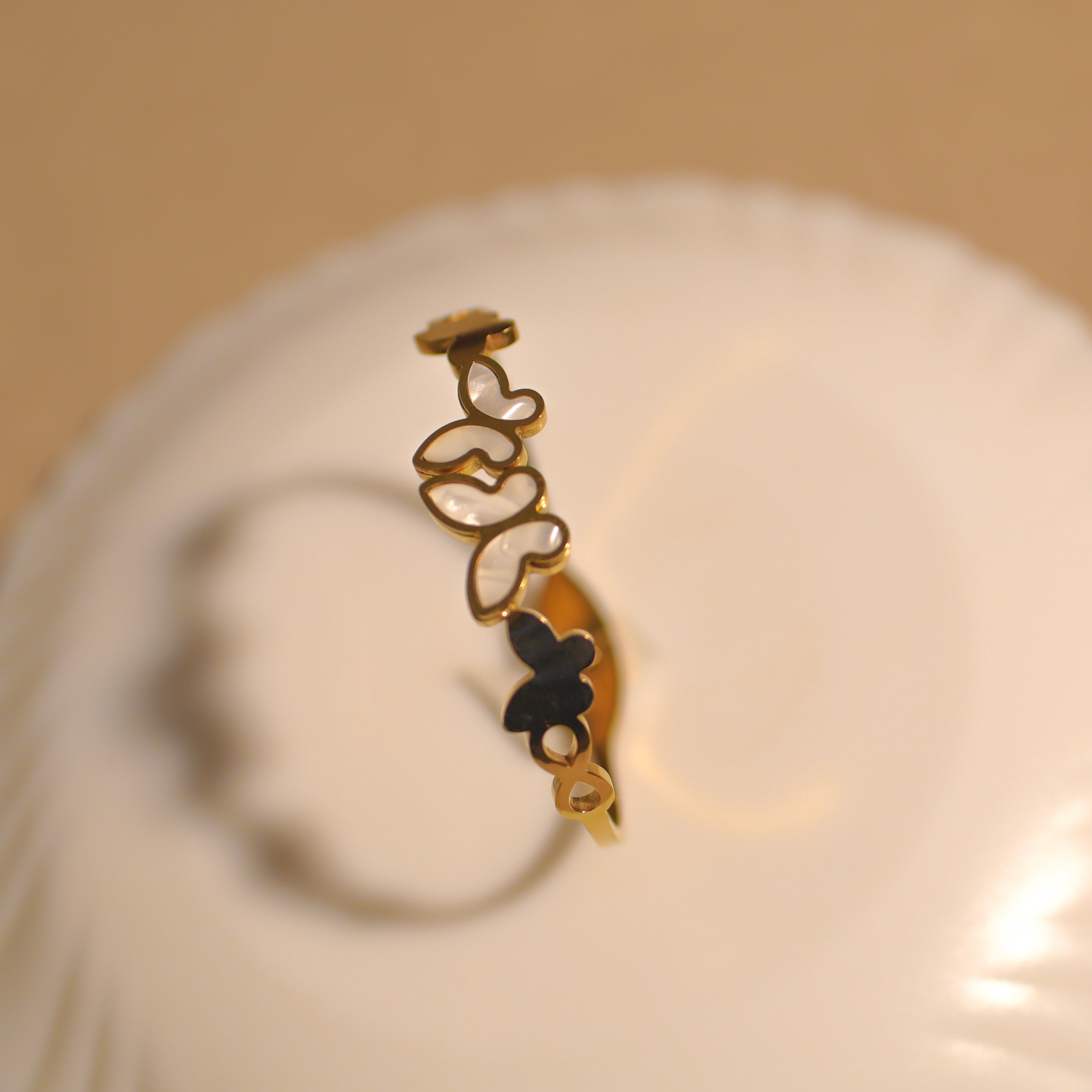 Anti-Tarnish White Butterfly Pair Bracelet