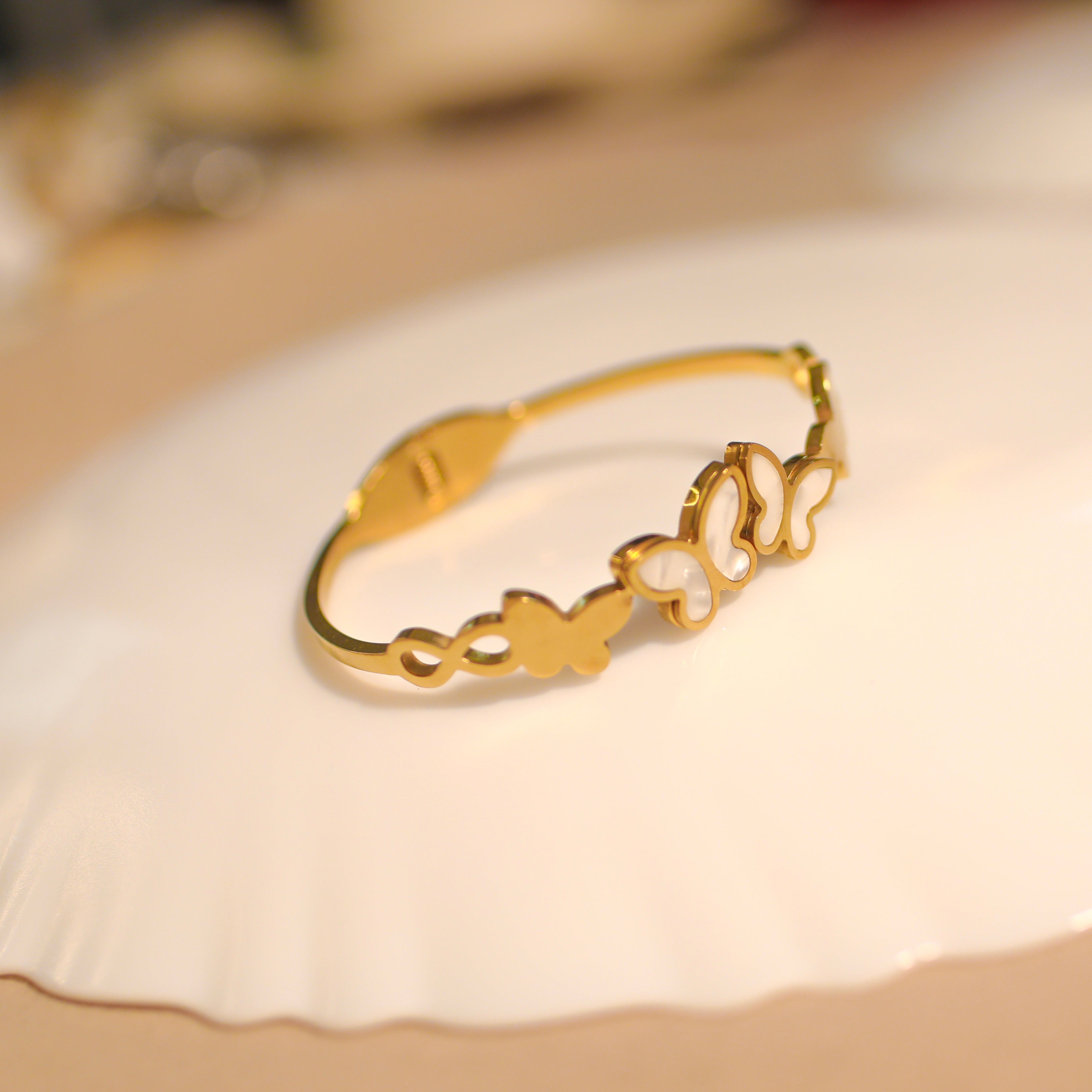 Anti-Tarnish White Butterfly Pair Bracelet