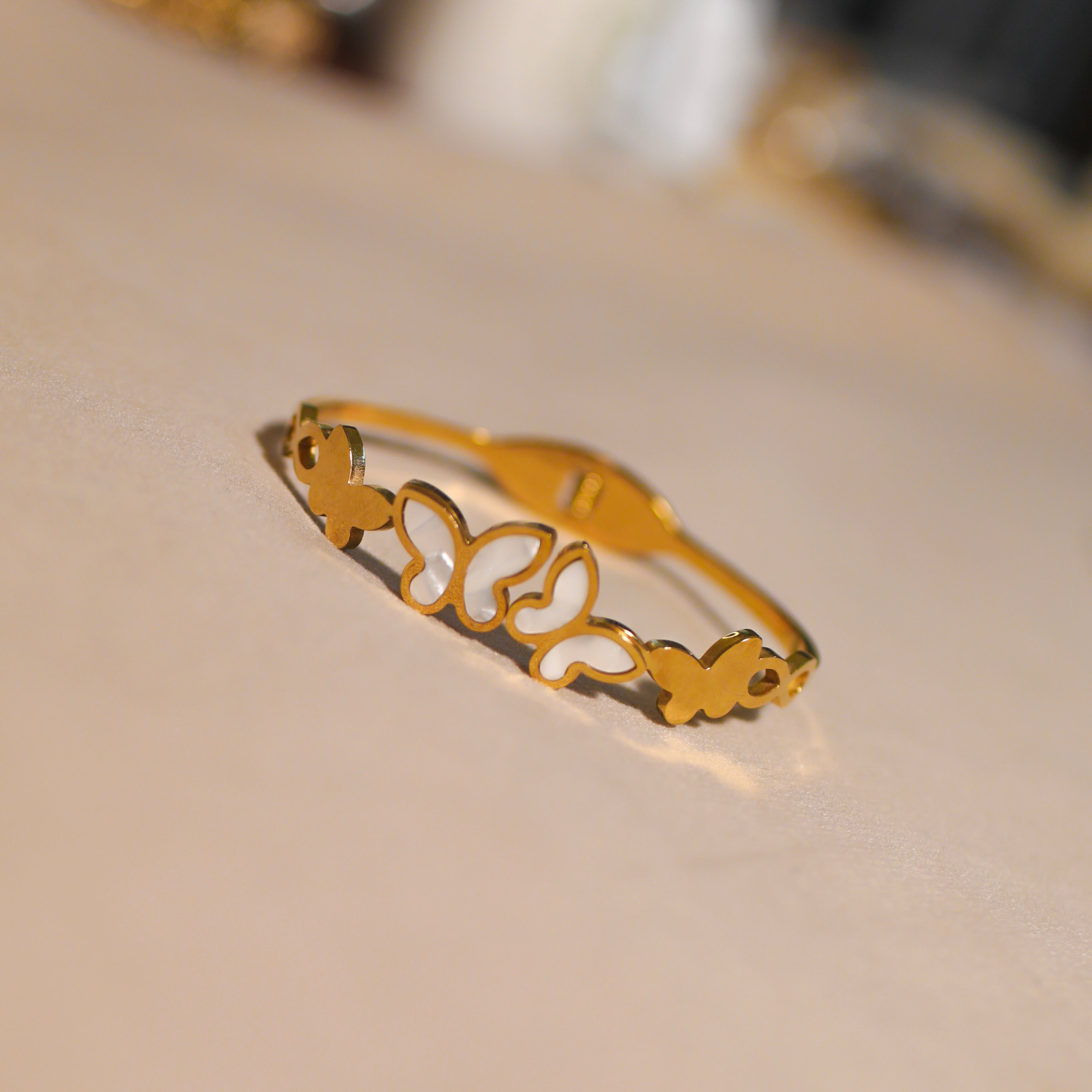 Anti-Tarnish White Butterfly Pair Bracelet