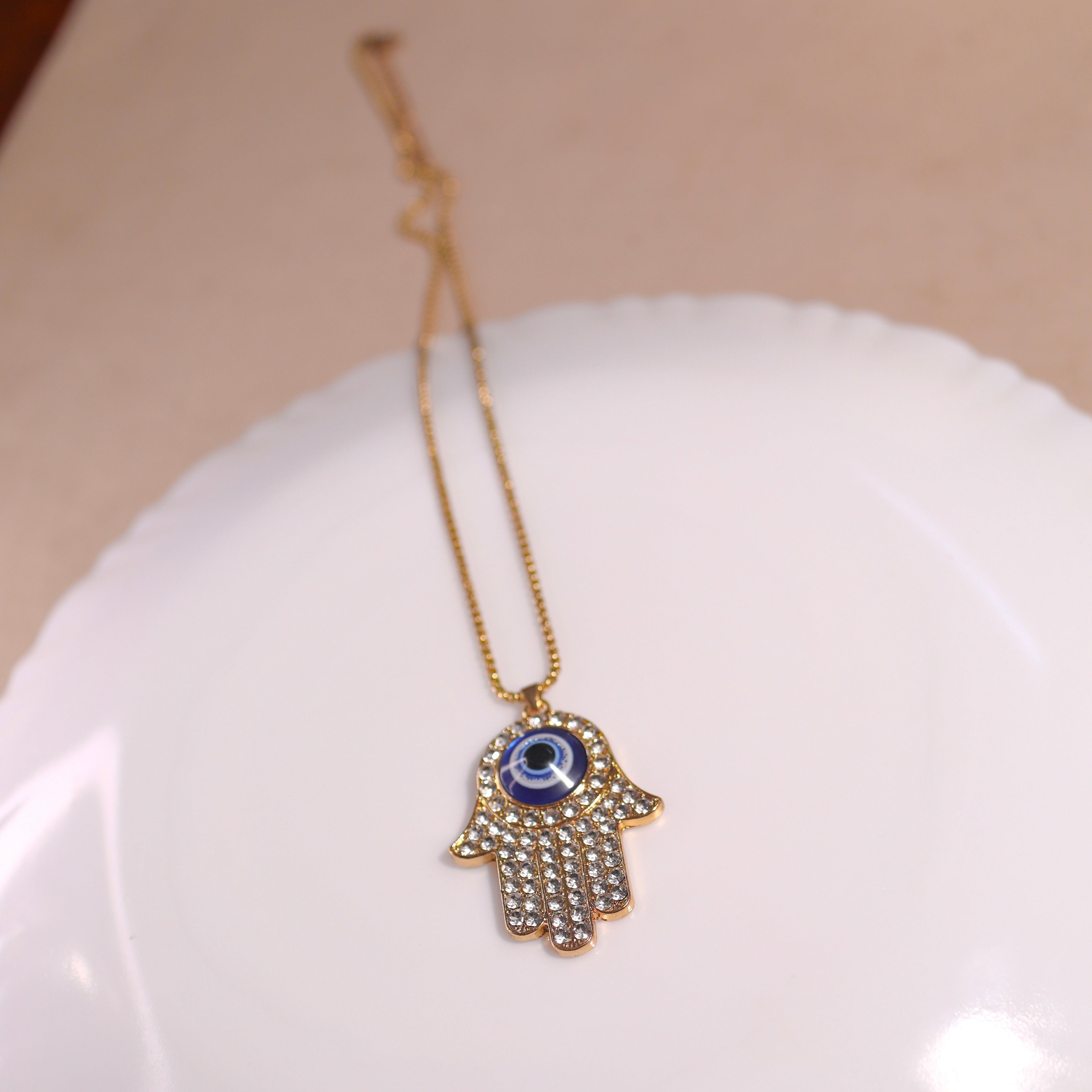Anti-Tarnish Hand Evil Eye Chain