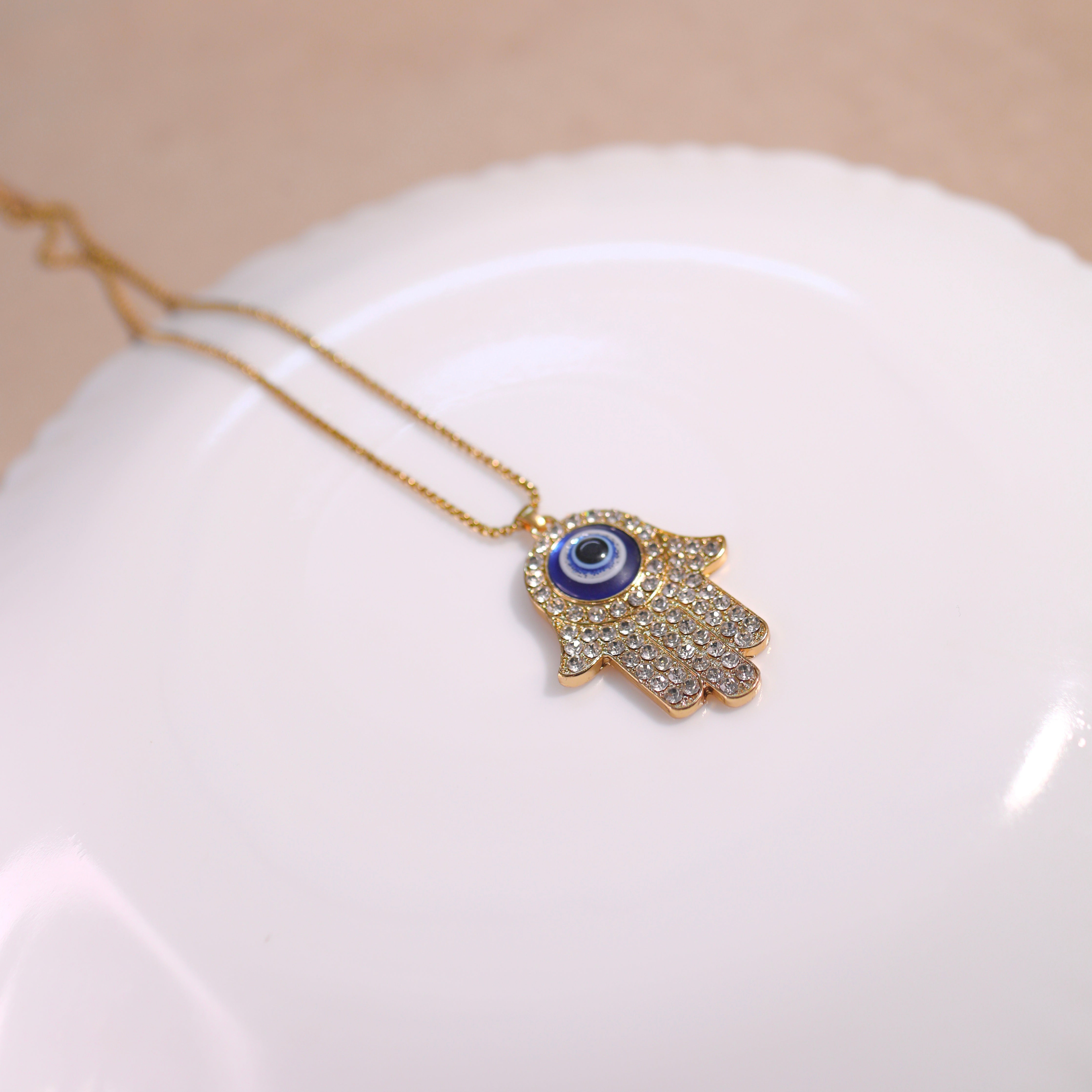 Anti-Tarnish Hand Evil Eye Chain