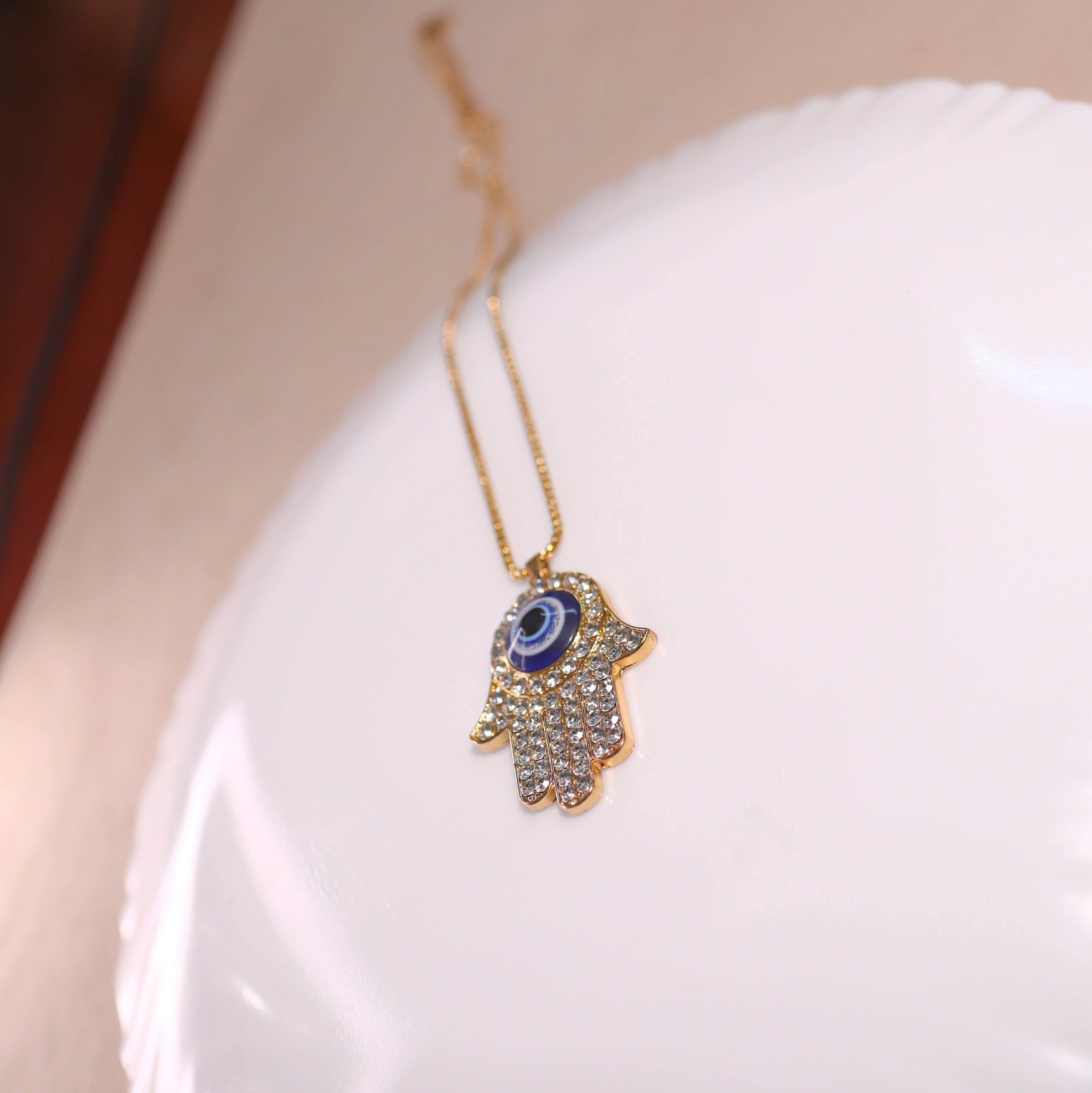 Anti-Tarnish Hand Evil Eye Chain