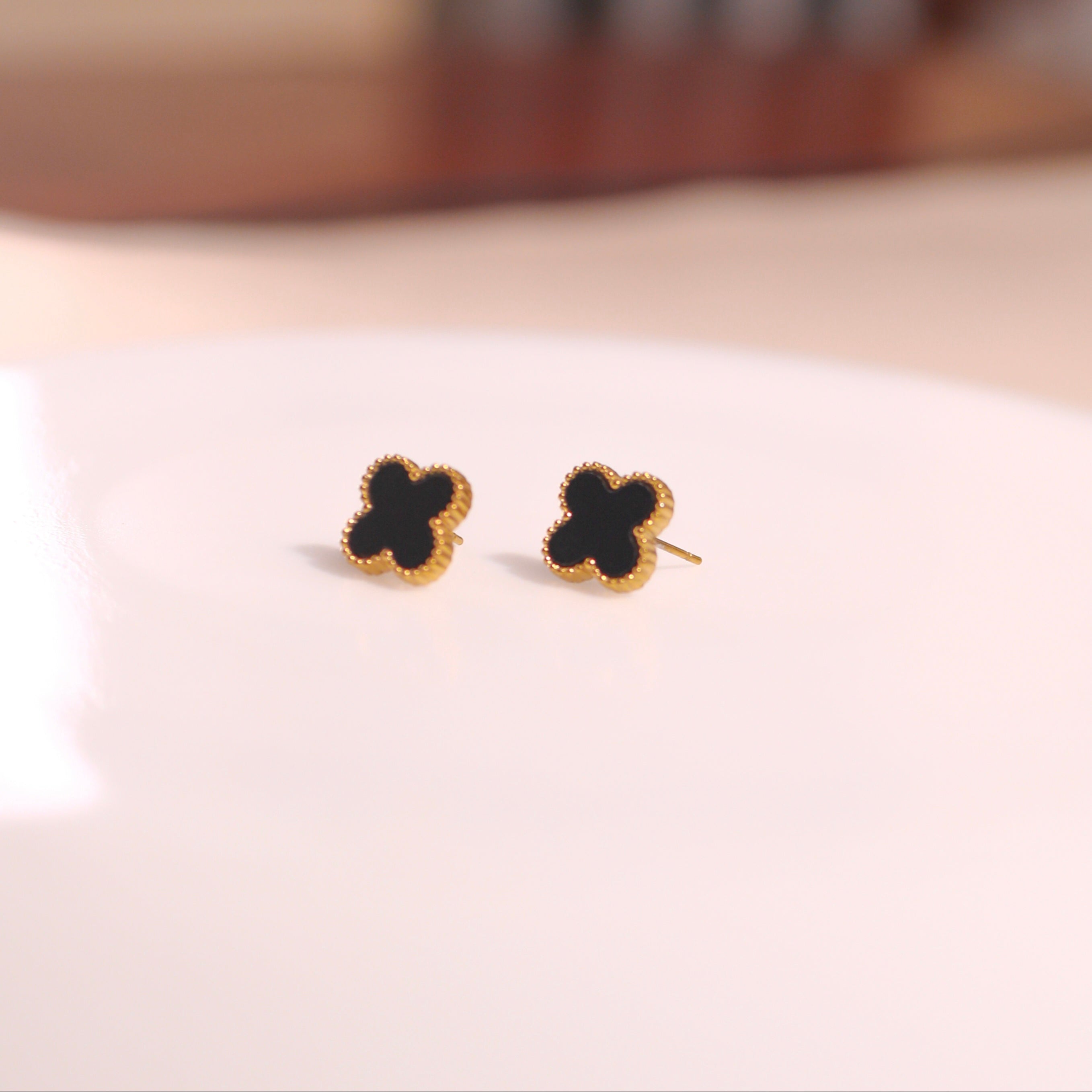 Black Floret Stud Earrings