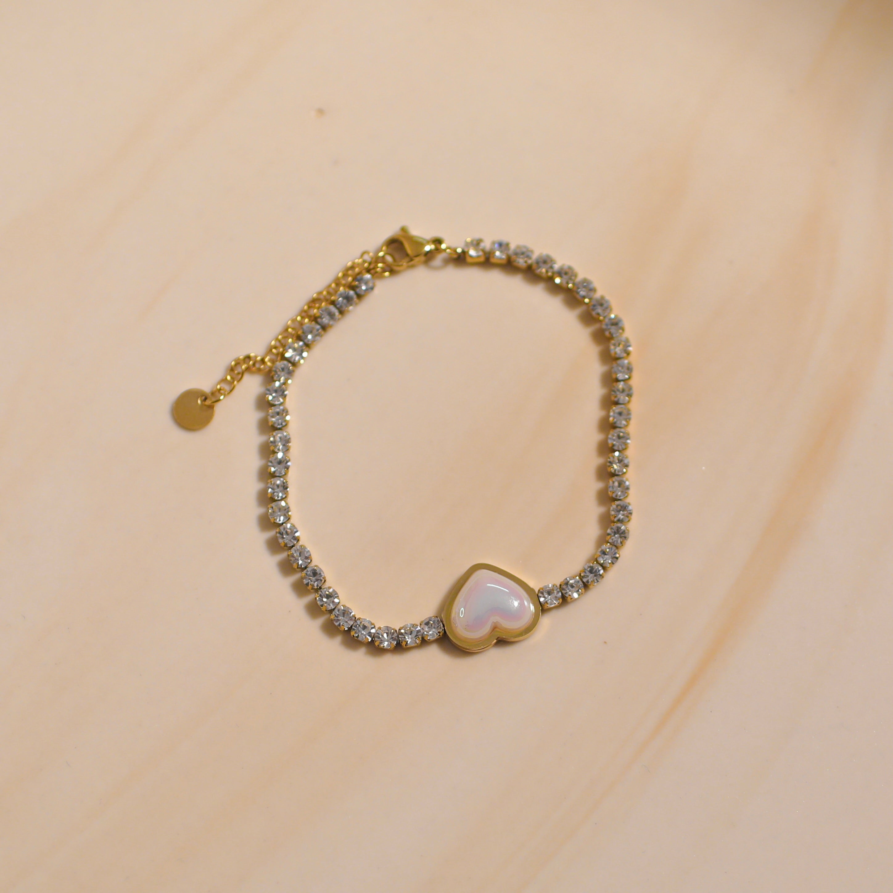 Anti-Tarnish White Heart Bracelet