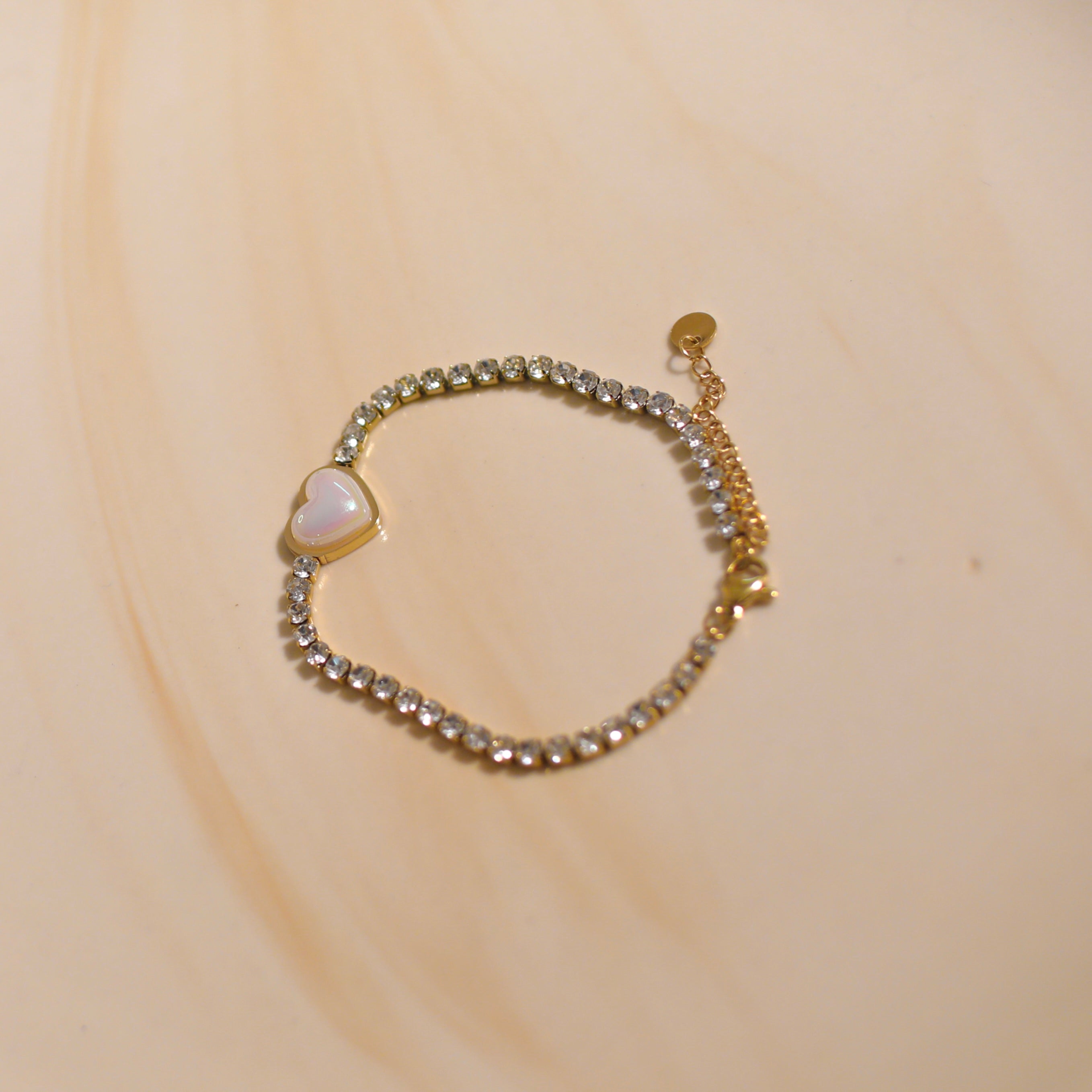 Anti-Tarnish White Heart Bracelet