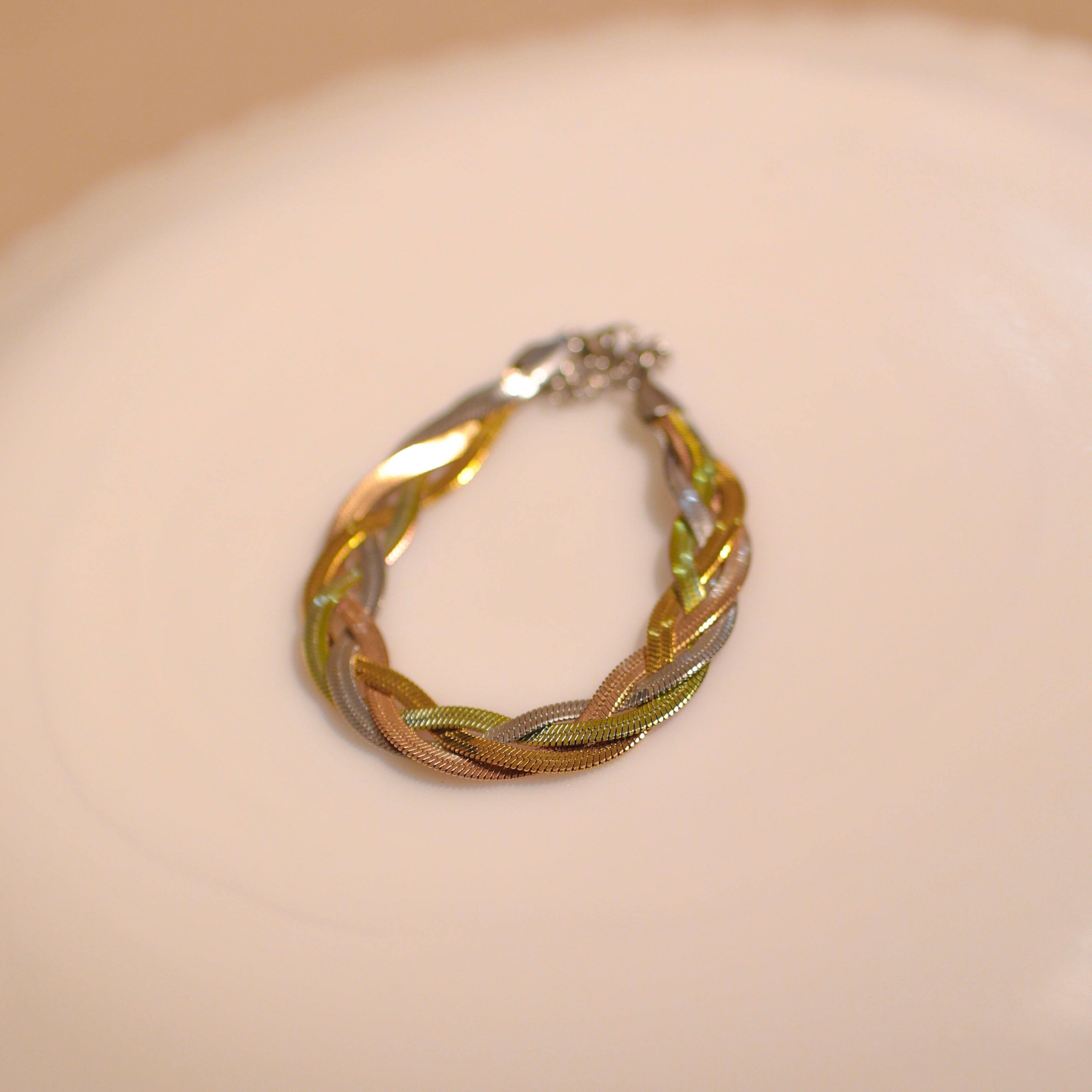 Tricolor Braided Flat Bracelet