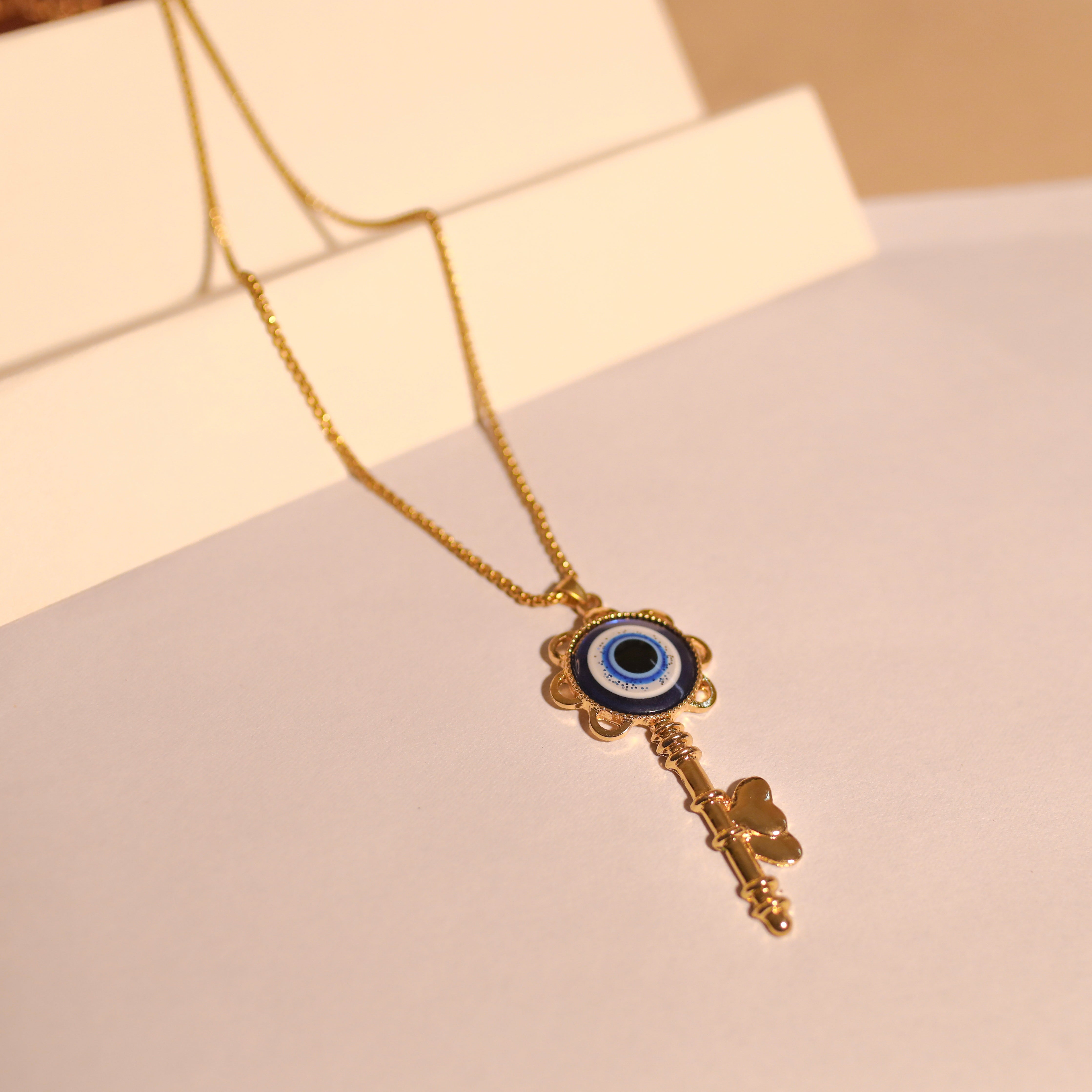 Anti-Tarnish Evil-Eye Key Pendant