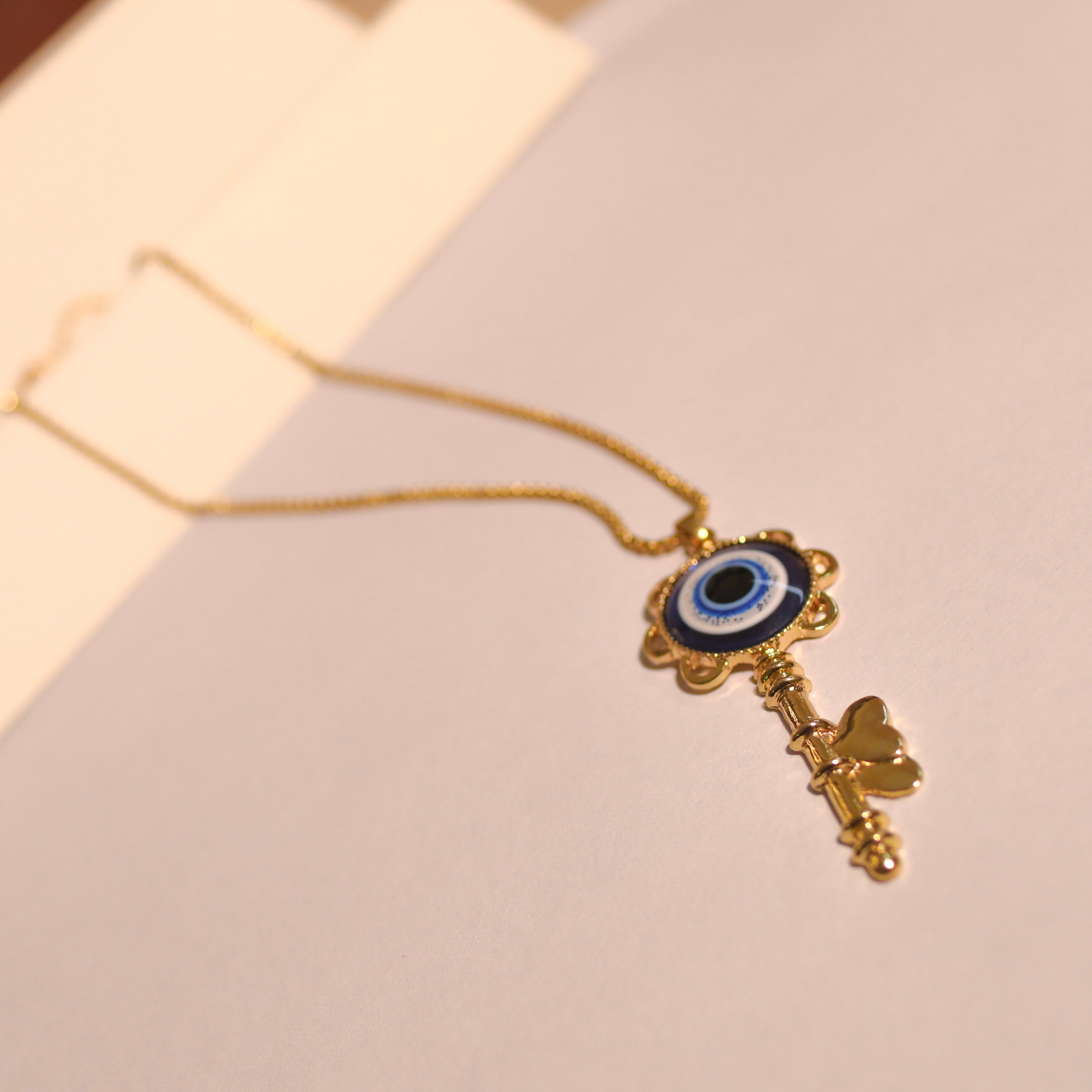 Anti-Tarnish Evil-Eye Key Pendant