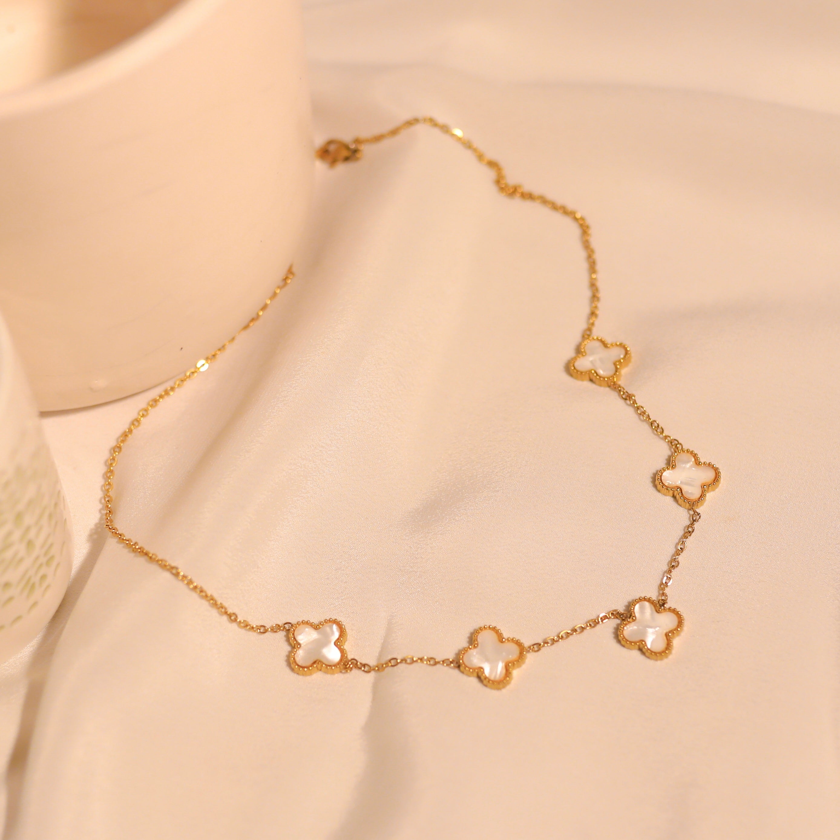 Anti-Tarnish White Floral Chain