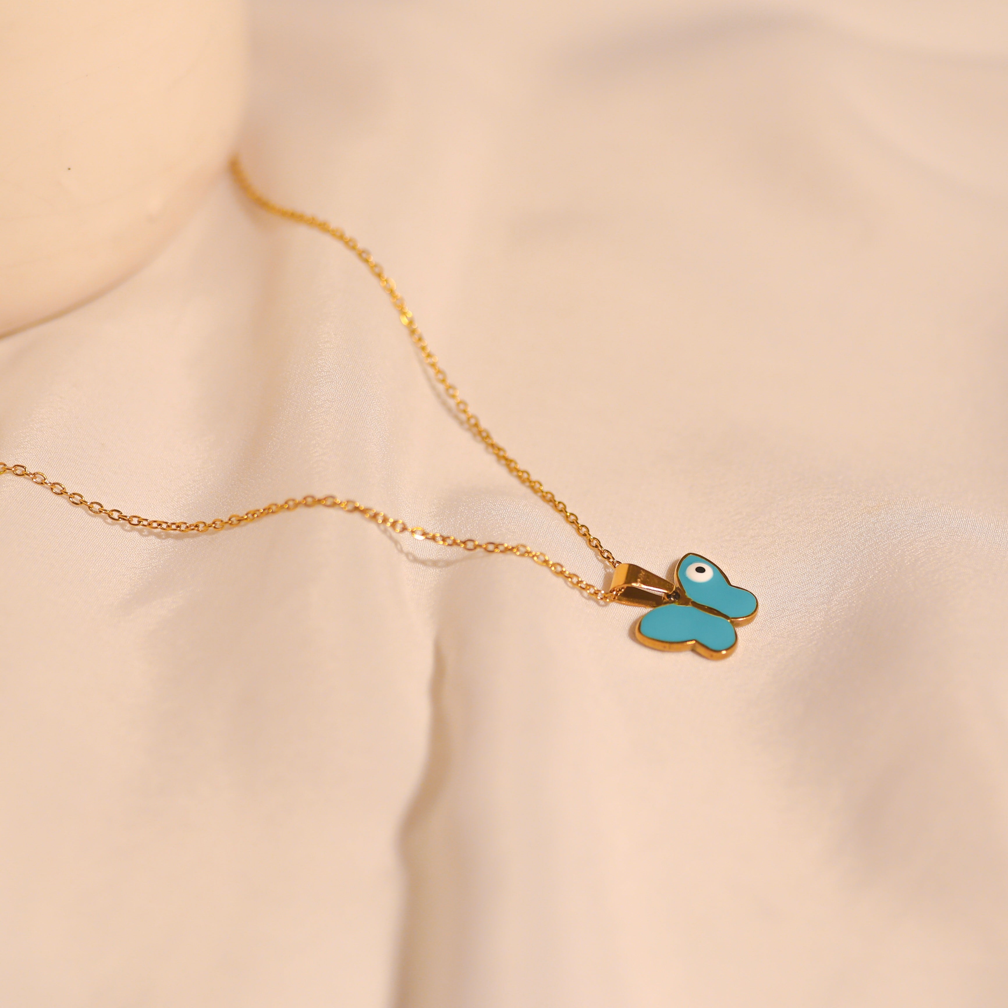 Anti-Tarnish Evil Eye ButterFly Pendant-Blue