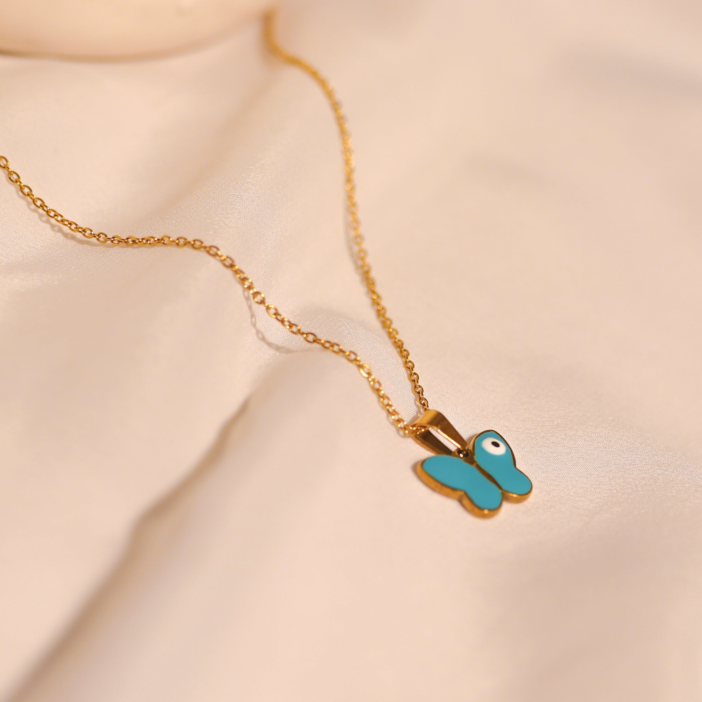 Anti-Tarnish Evil Eye ButterFly Pendant-Blue