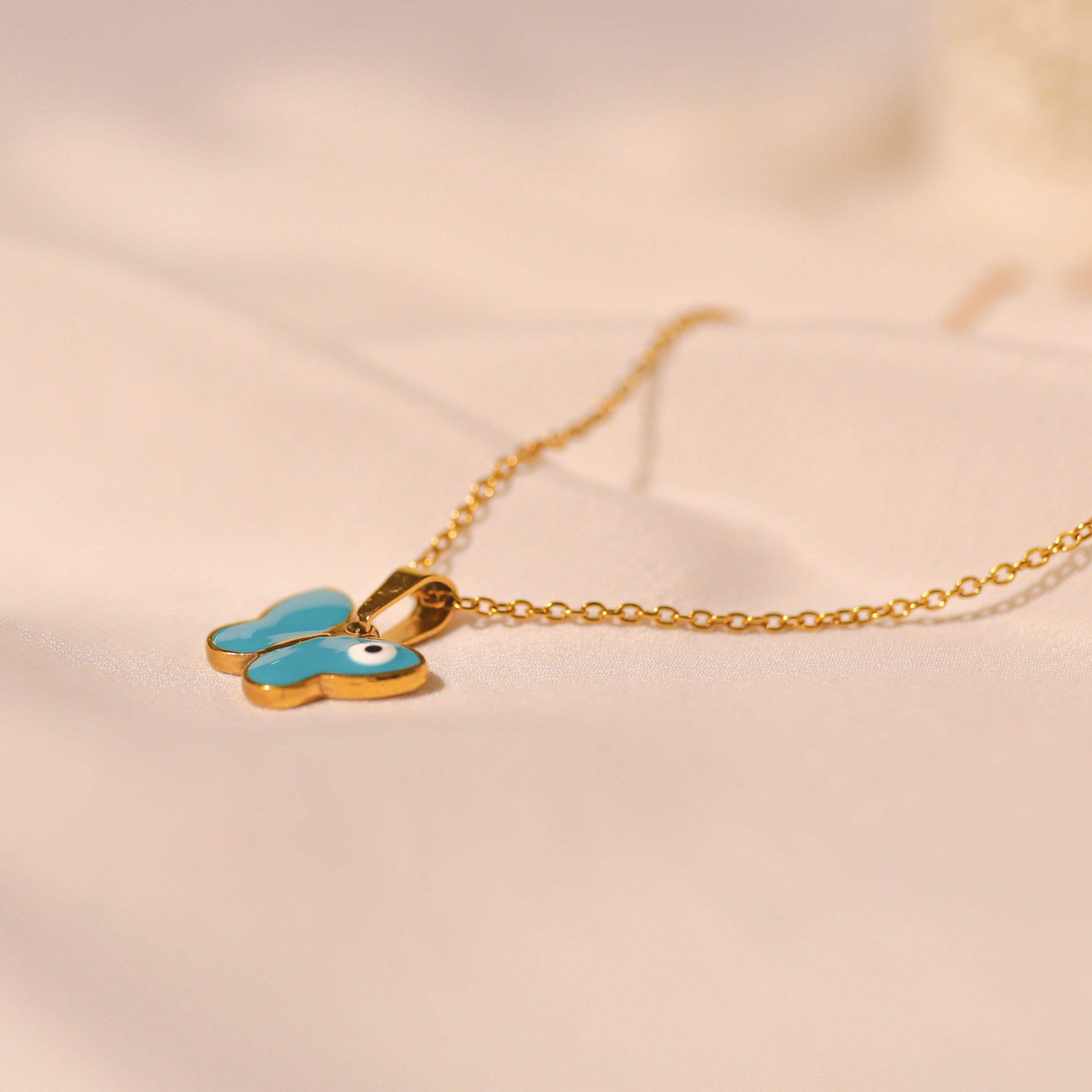 Anti-Tarnish Evil Eye ButterFly Pendant-Blue
