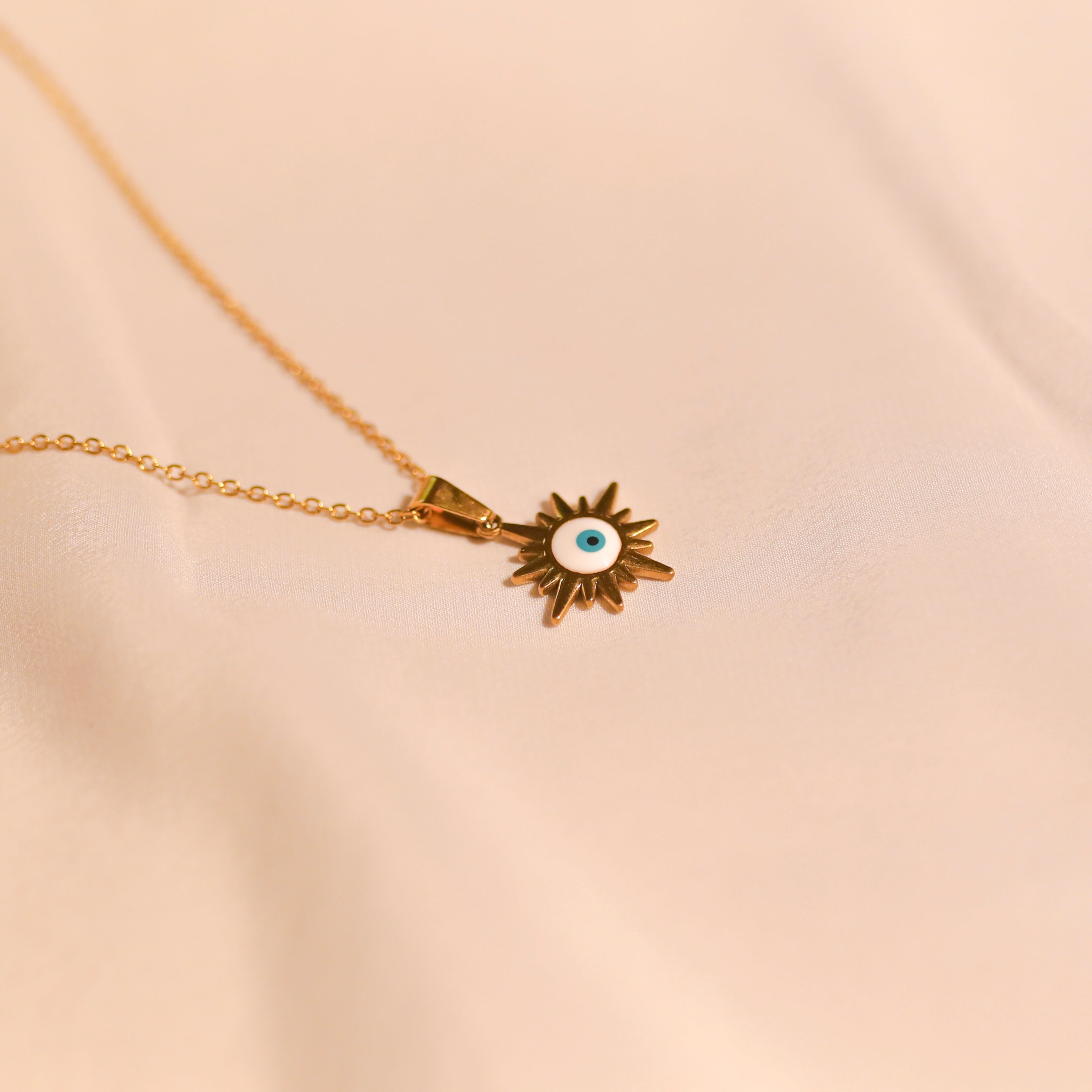 Anti-Tarnish Evil Eye Sun Pendant