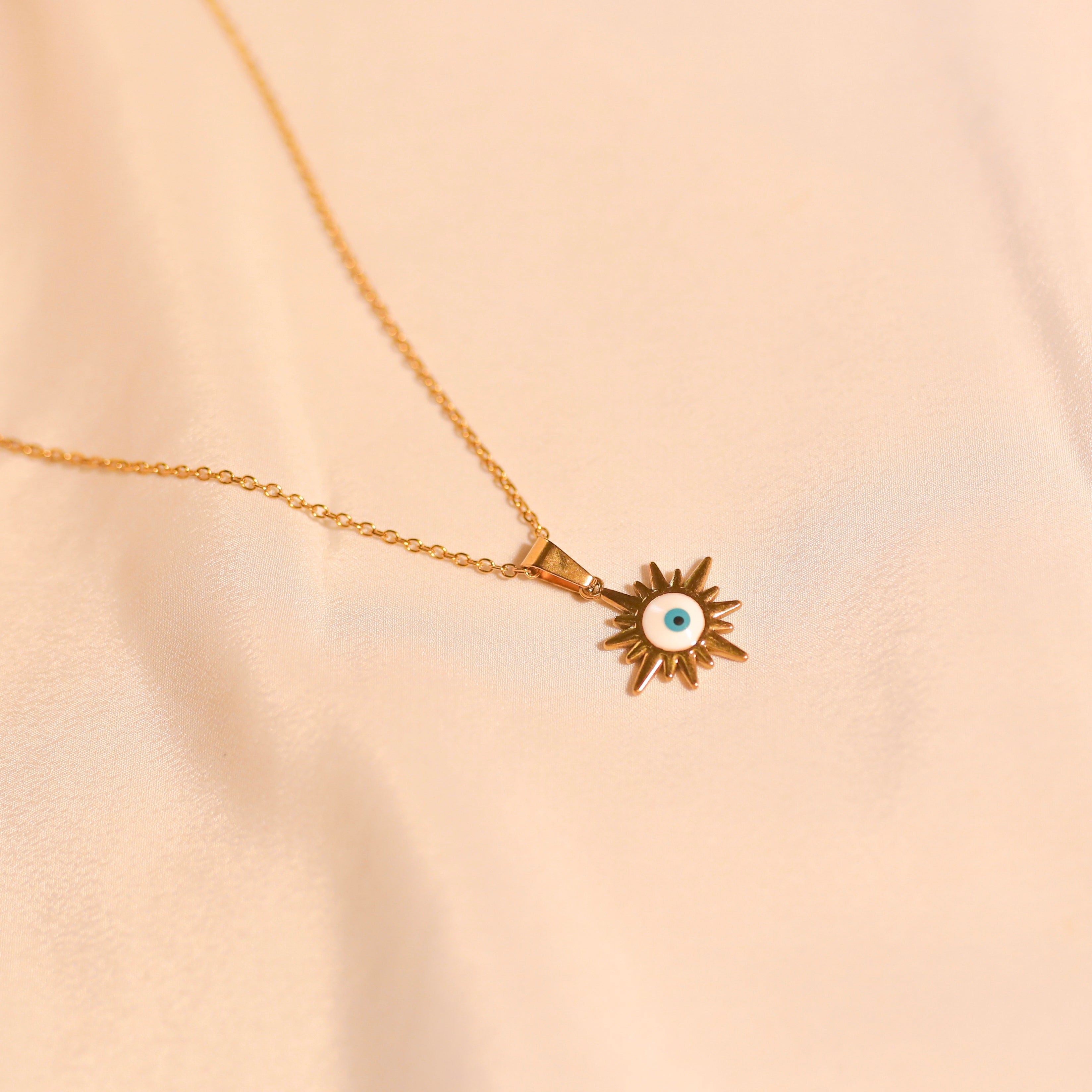 Anti-Tarnish Evil Eye Sun Pendant