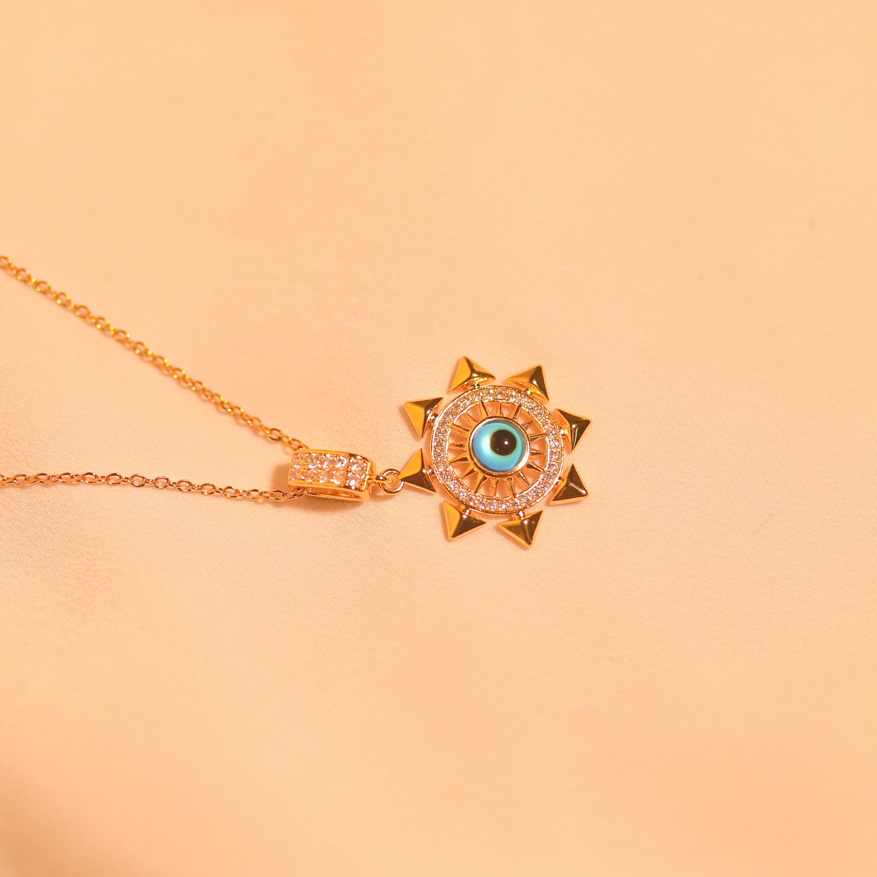 Anti-Tarnish Evil Eye Compass Pendant -119