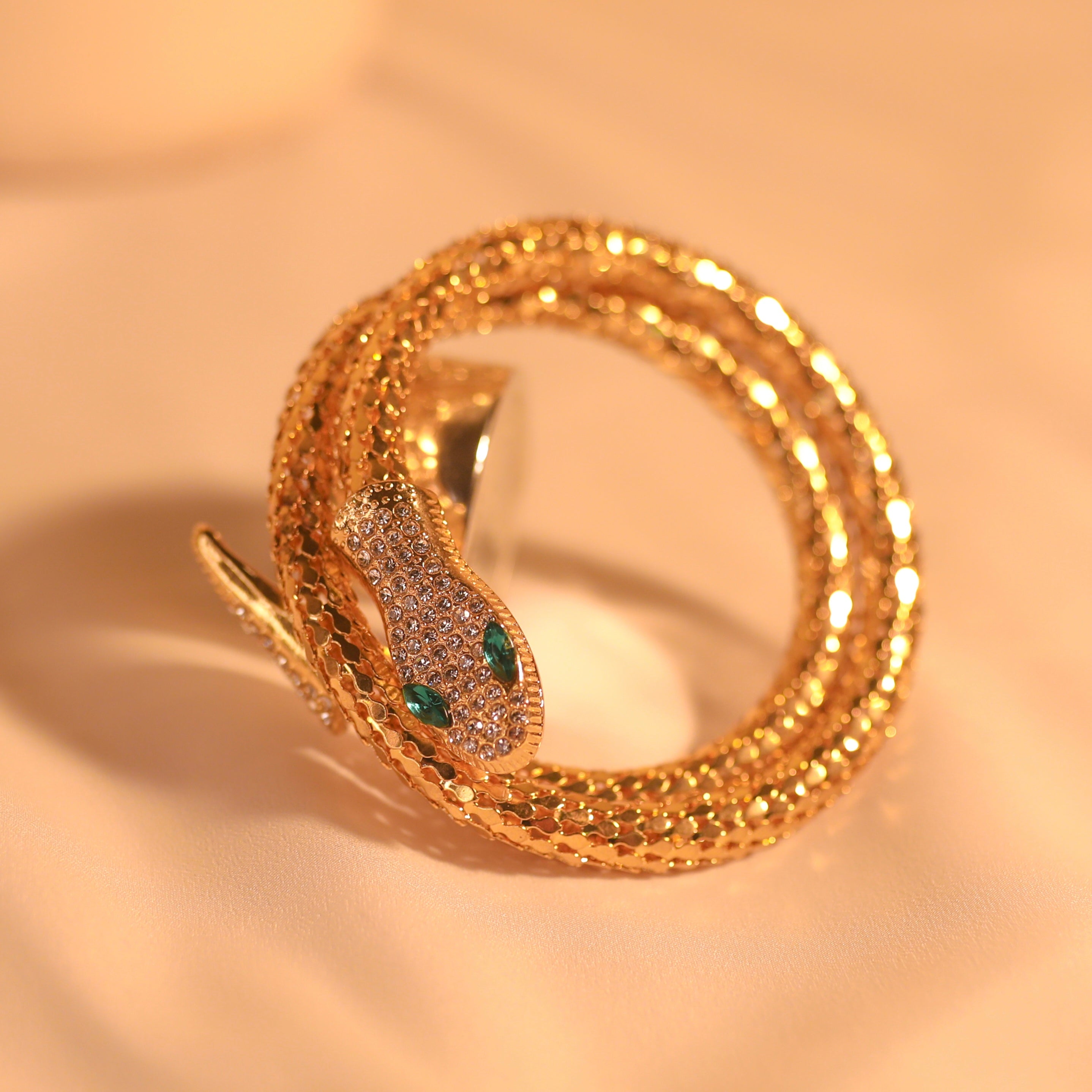 Anti-Tarnish Premium Wrapround Stone Head Snake Bracelet -141