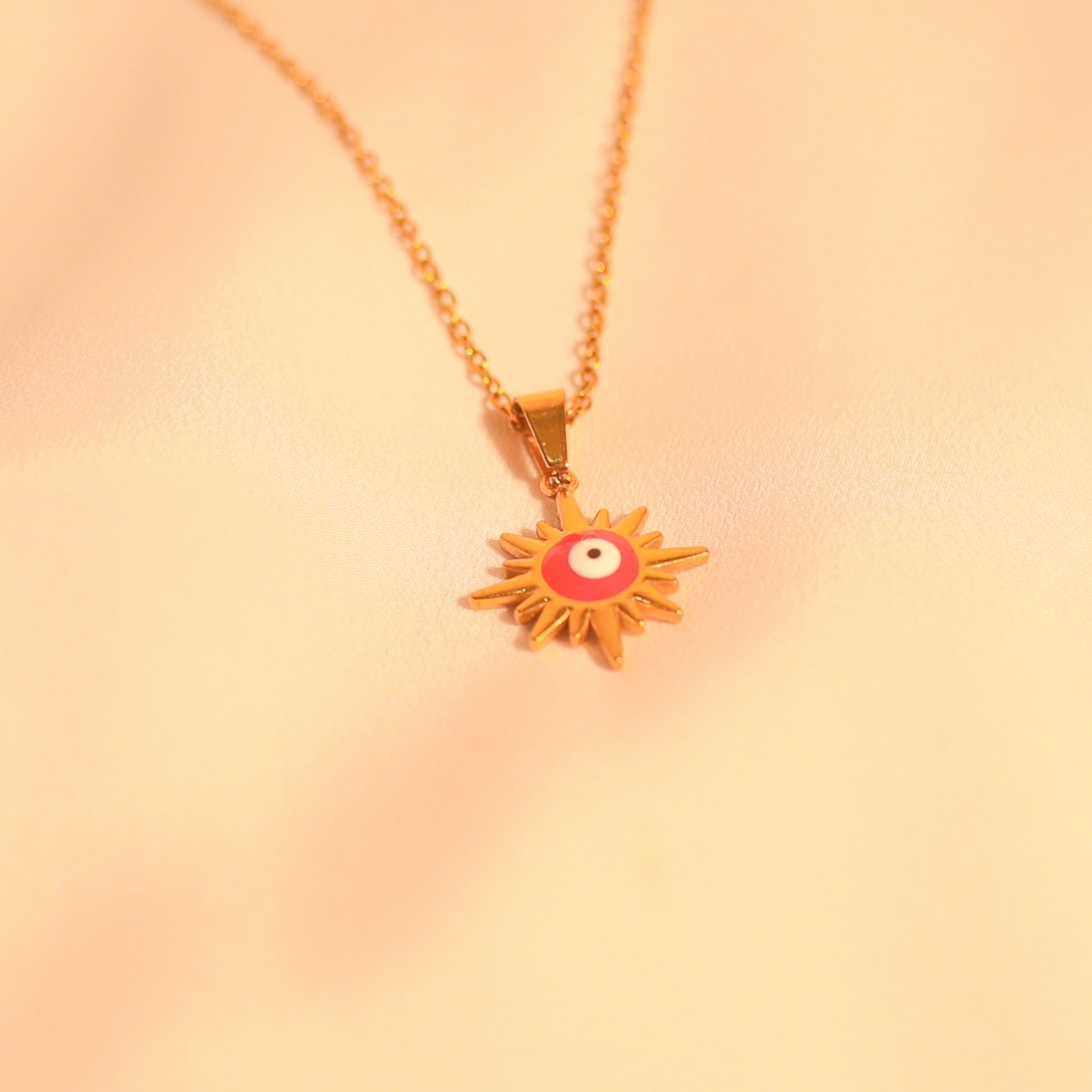 Anti-Tarnish Evil Eye Sun Pendant-139