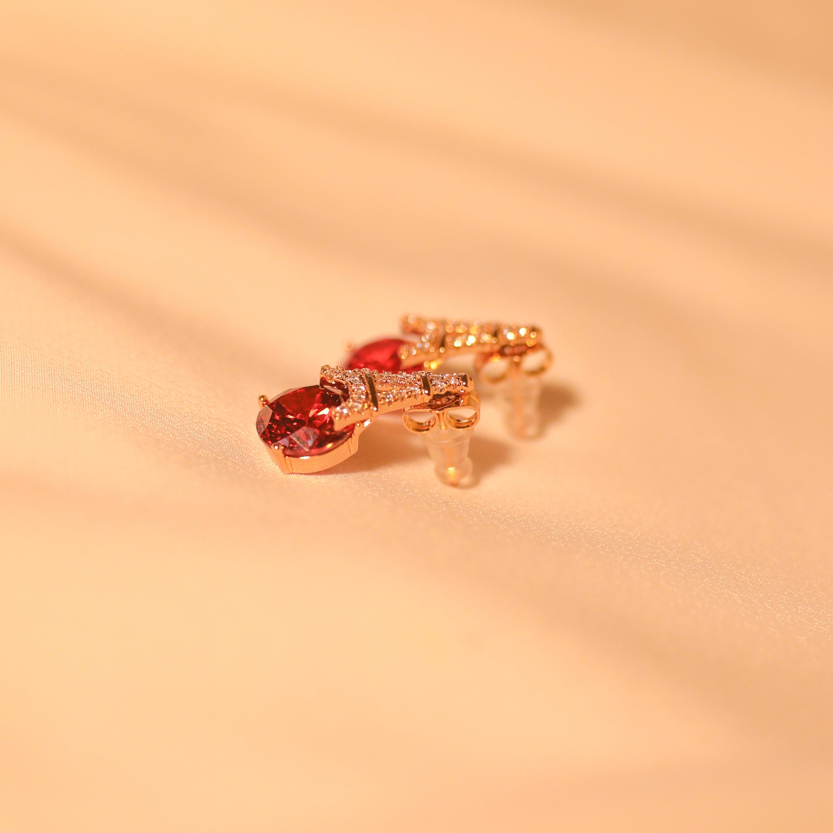 Anti-Tarnish Eiffel Tower Red Crystal Earring -152