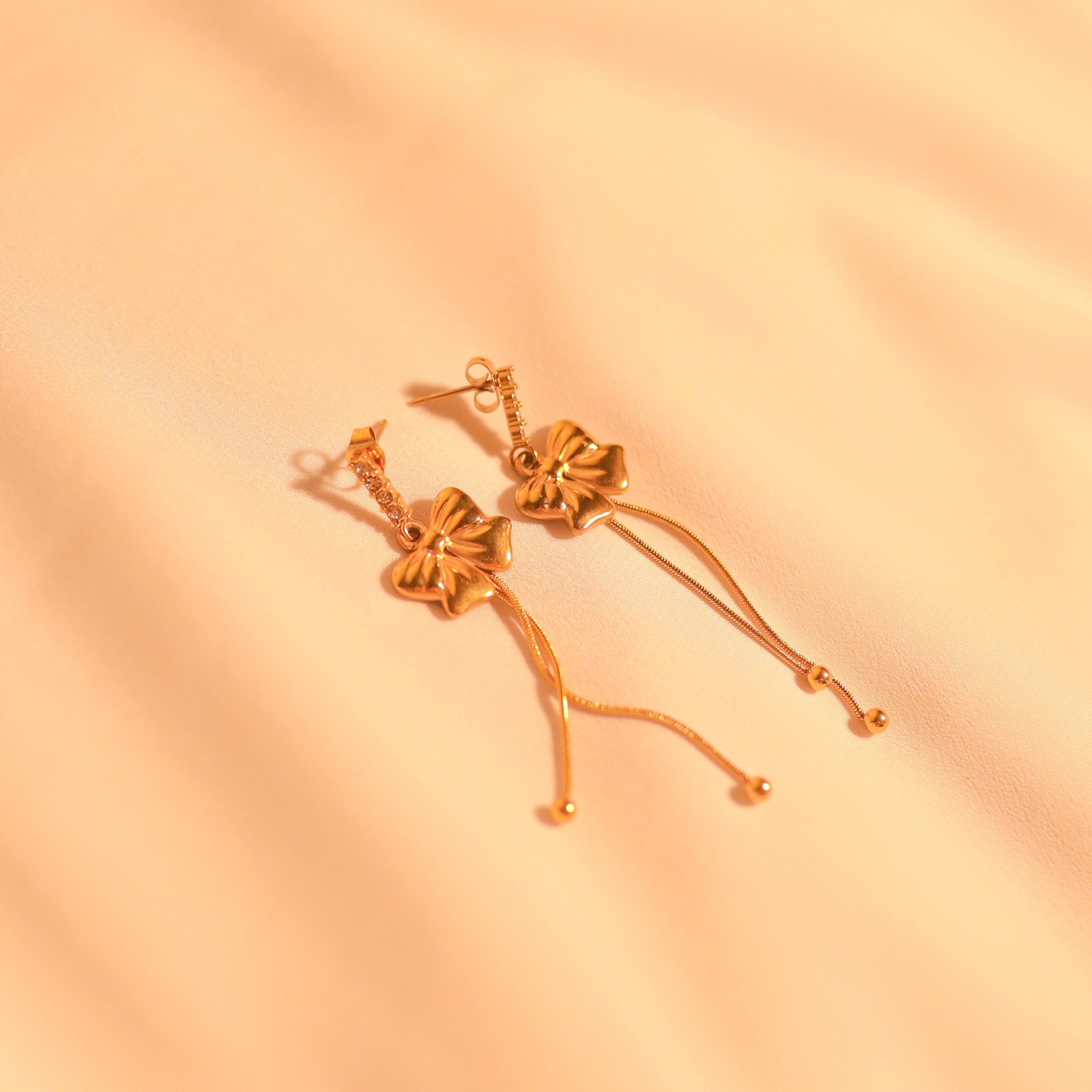 Anti-Tarnish Hanging Bow Earring -153