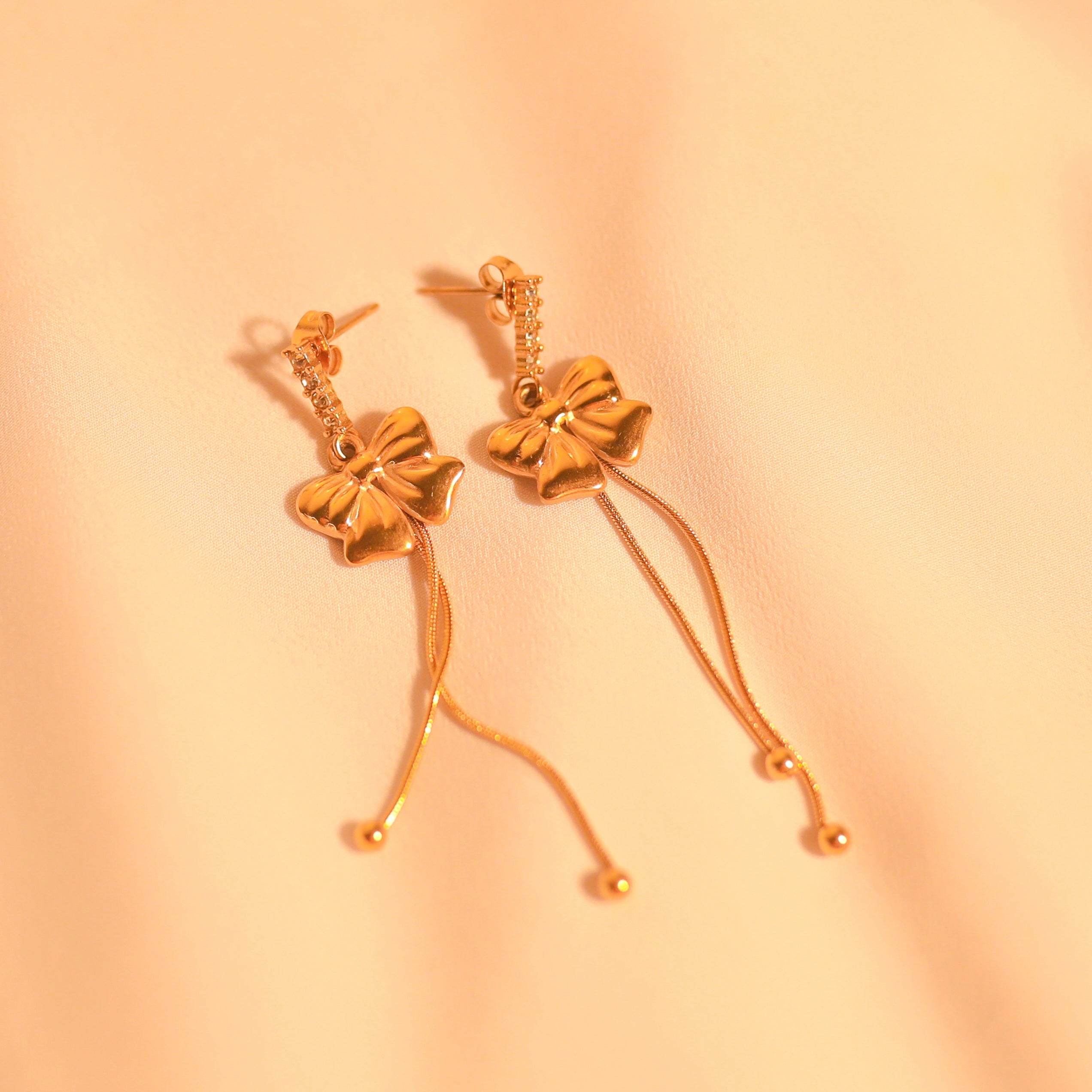 Anti-Tarnish Hanging Bow Earring -153