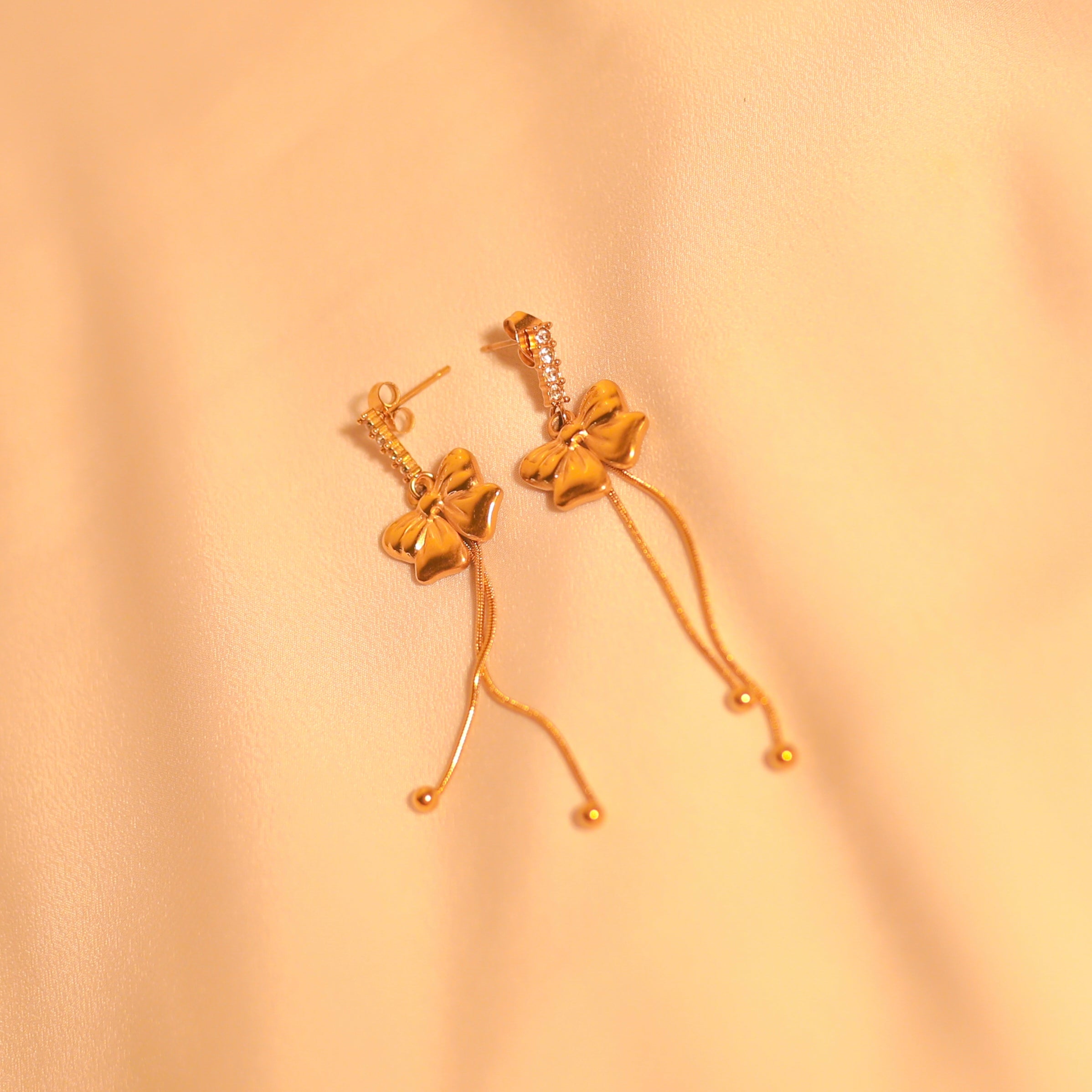 Anti-Tarnish Hanging Bow Earring -153