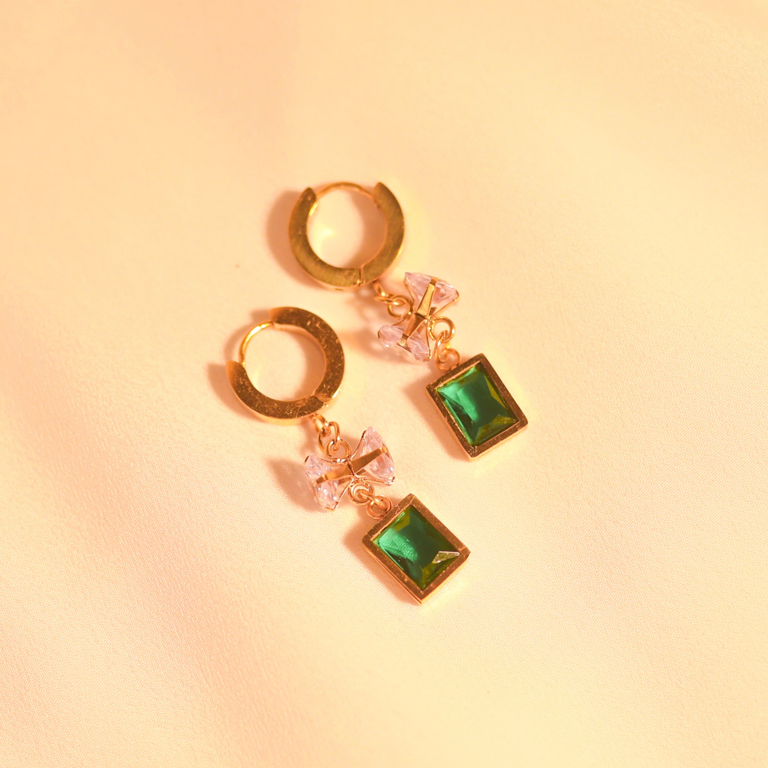 Anti-Tarnish Green Stone Earring -151