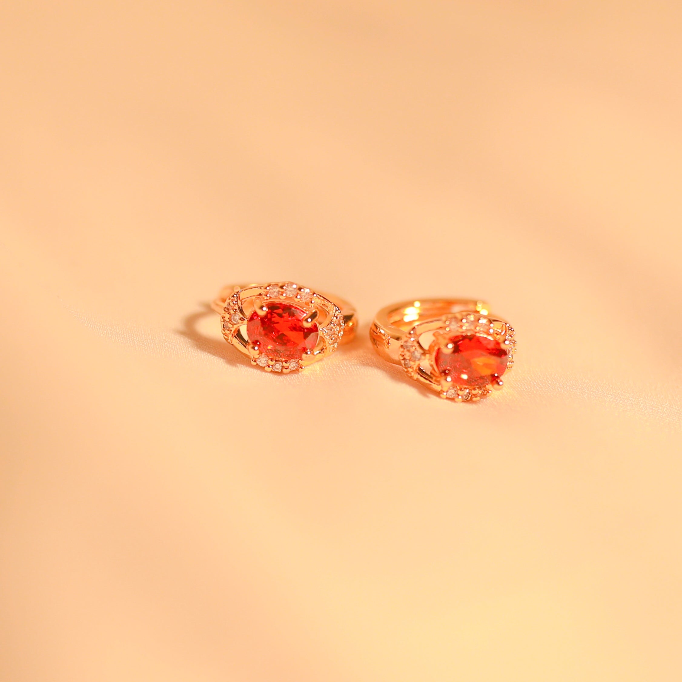 Anti-Tarnish Red Jem Stone Earring -150