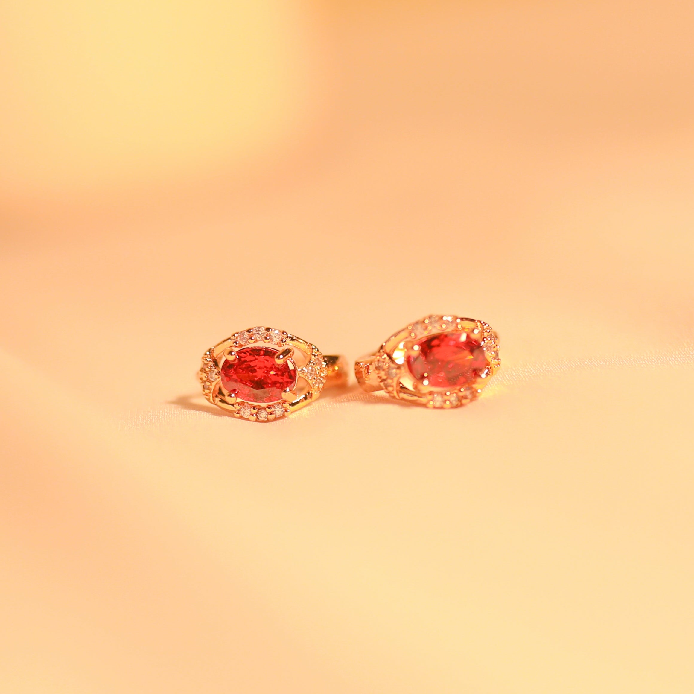 Anti-Tarnish Red Jem Stone Earring -150