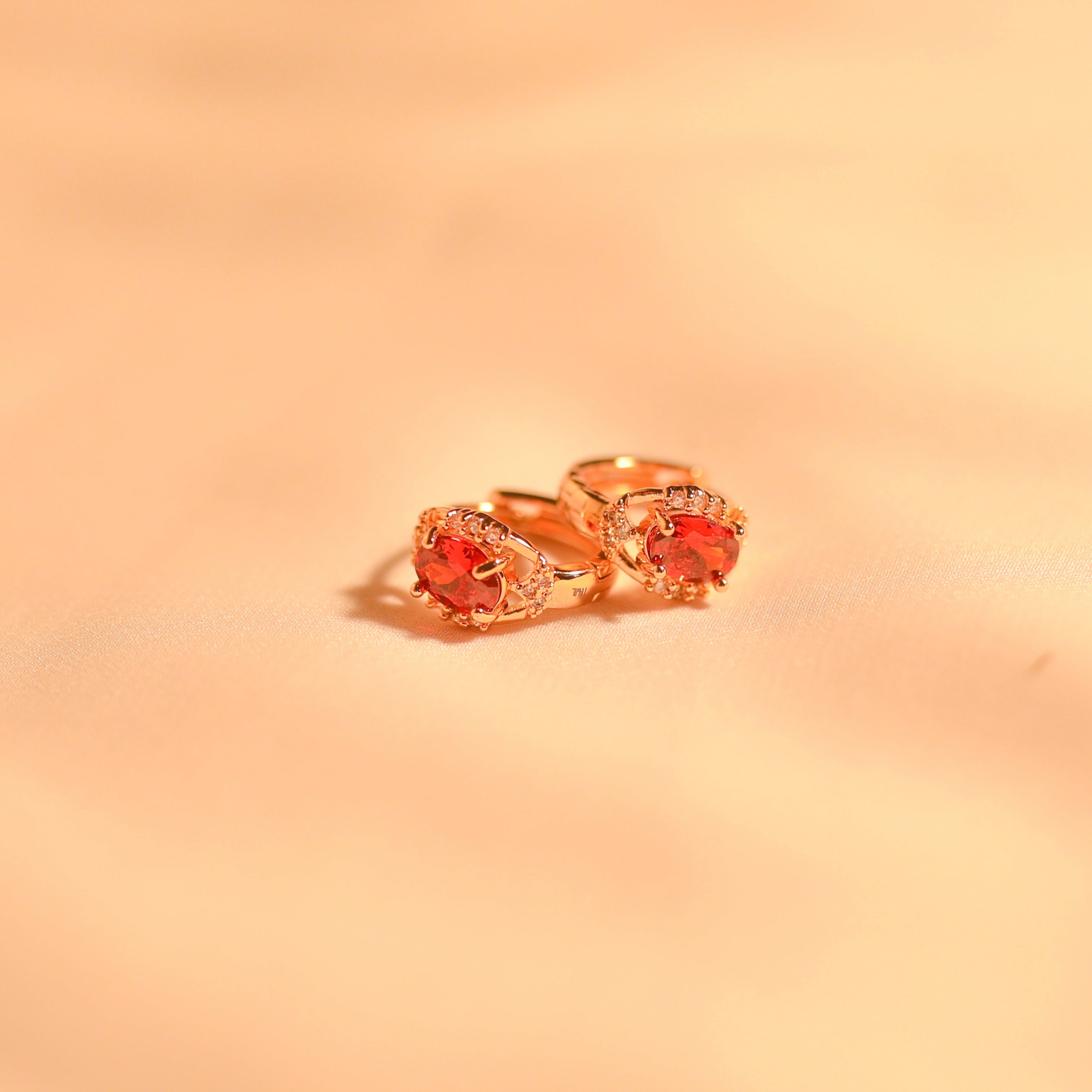 Anti-Tarnish Red Jem Stone Earring -150