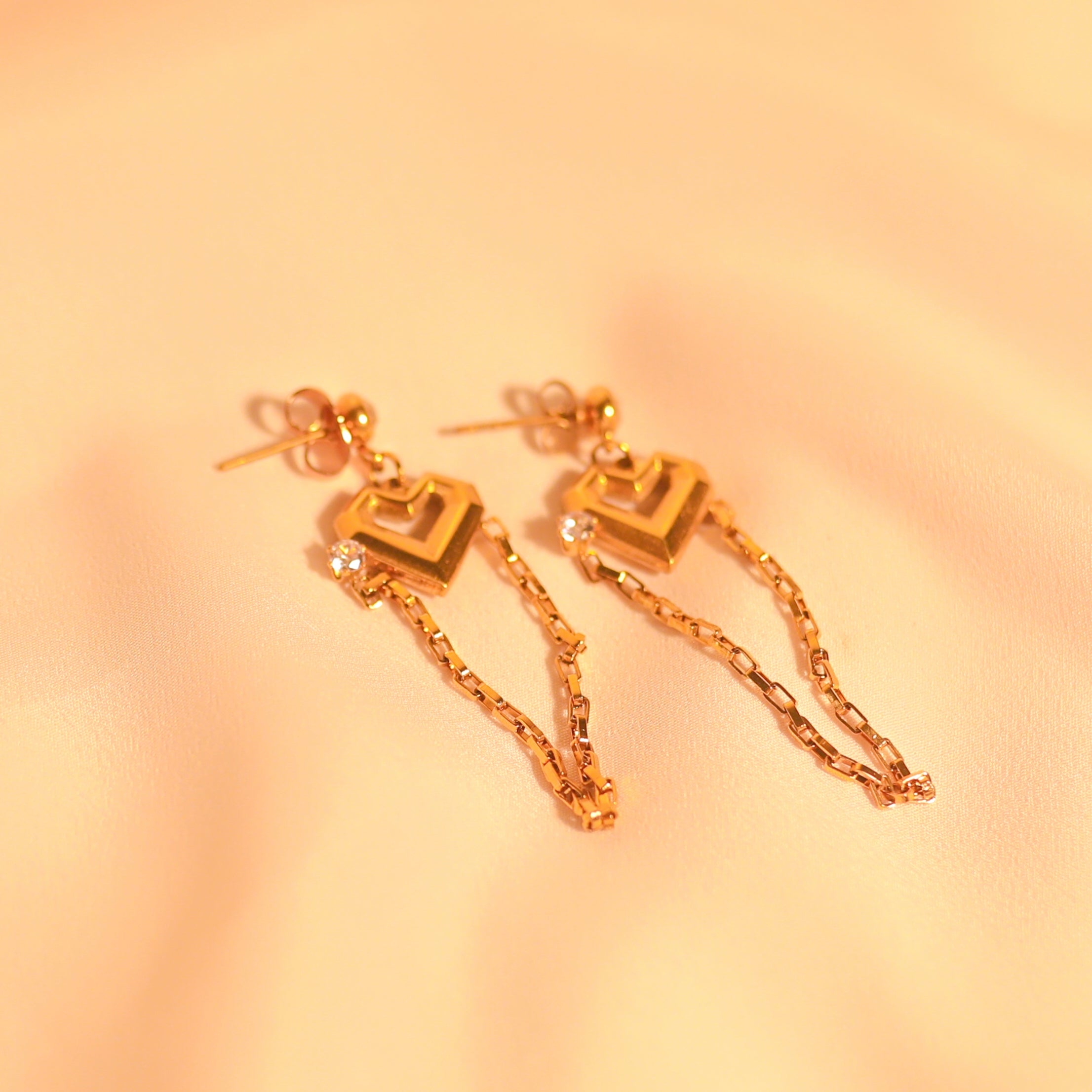 Anti-Tarnish V Heart Hanging Earring -169