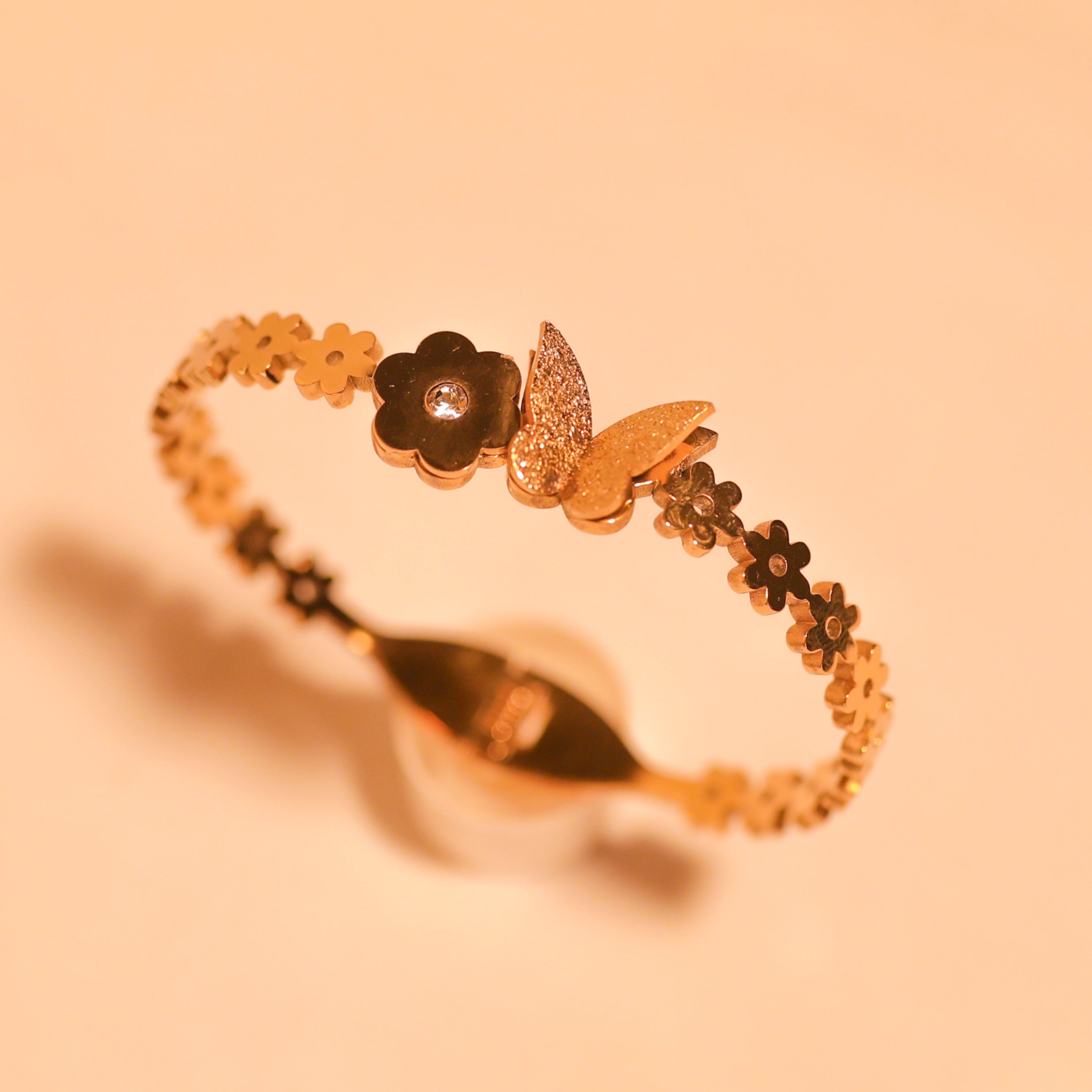 Anti-Tarnish Floral ButterFly Bracelet -166