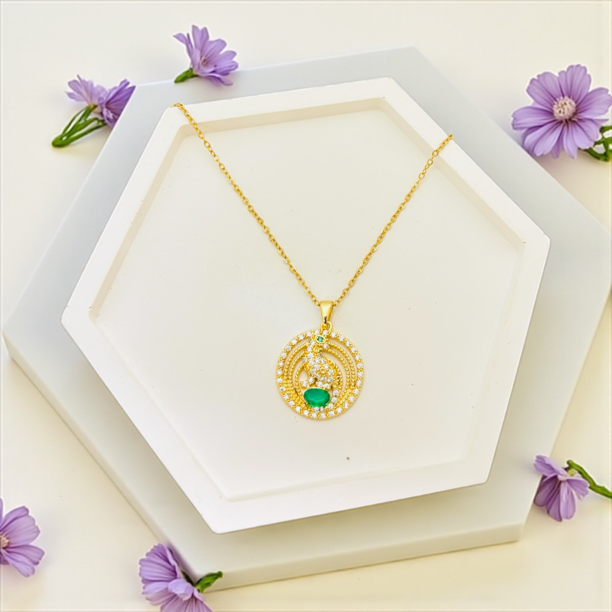 Anti-Tarnish Aurora Circle Necklace